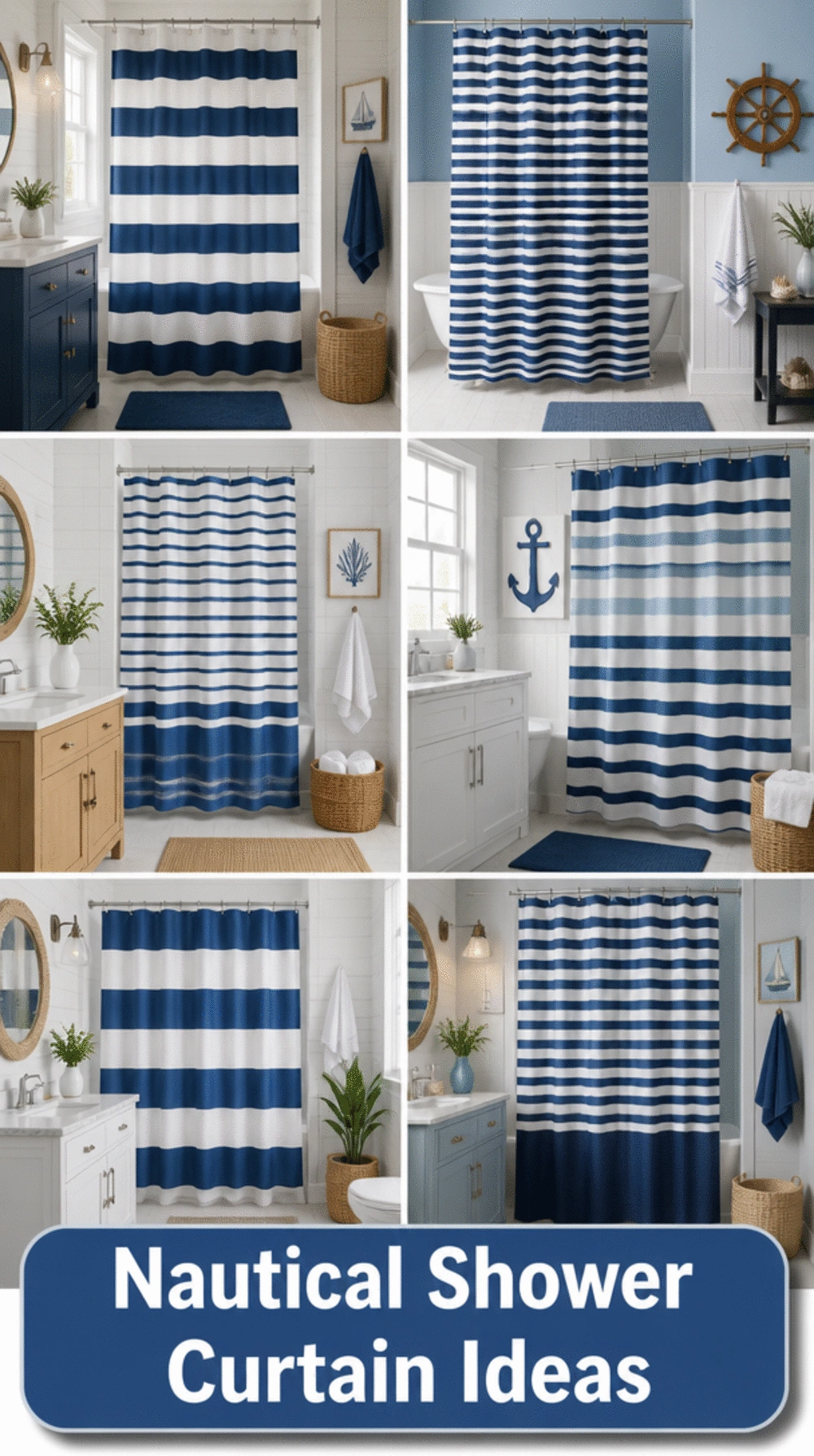 Bathroom Blue and White Striped Shower Curtain for a Fresh Nautical Feel