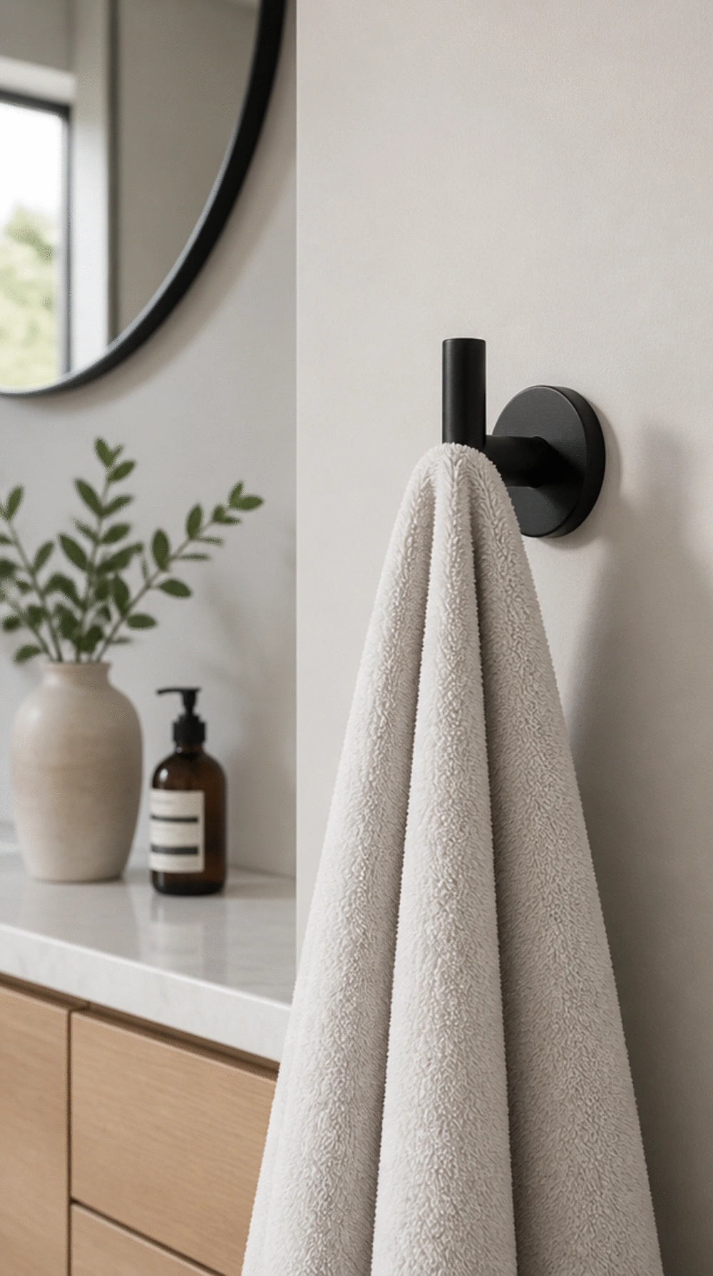 Bathroom Towel Hook Rail in Matte Black That Replaces a Basic Bar Instantly