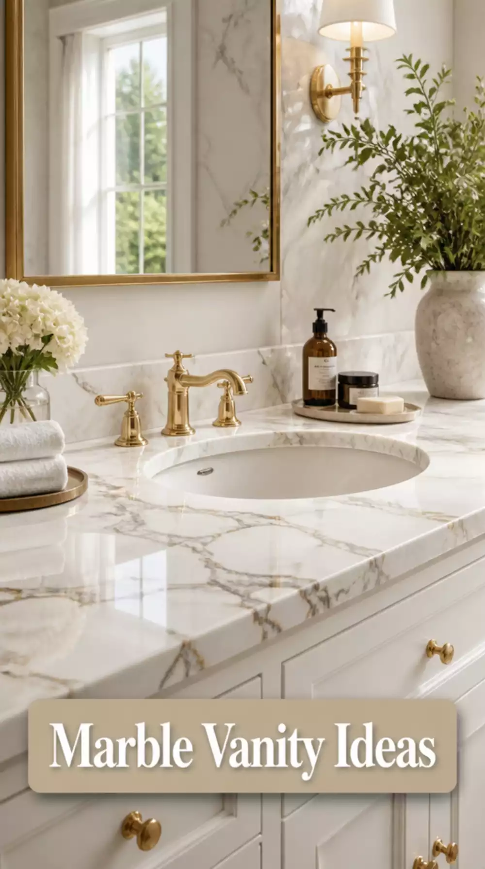 Bathroom Calacatta Marble Vanity Top with Undermount Oval Sink