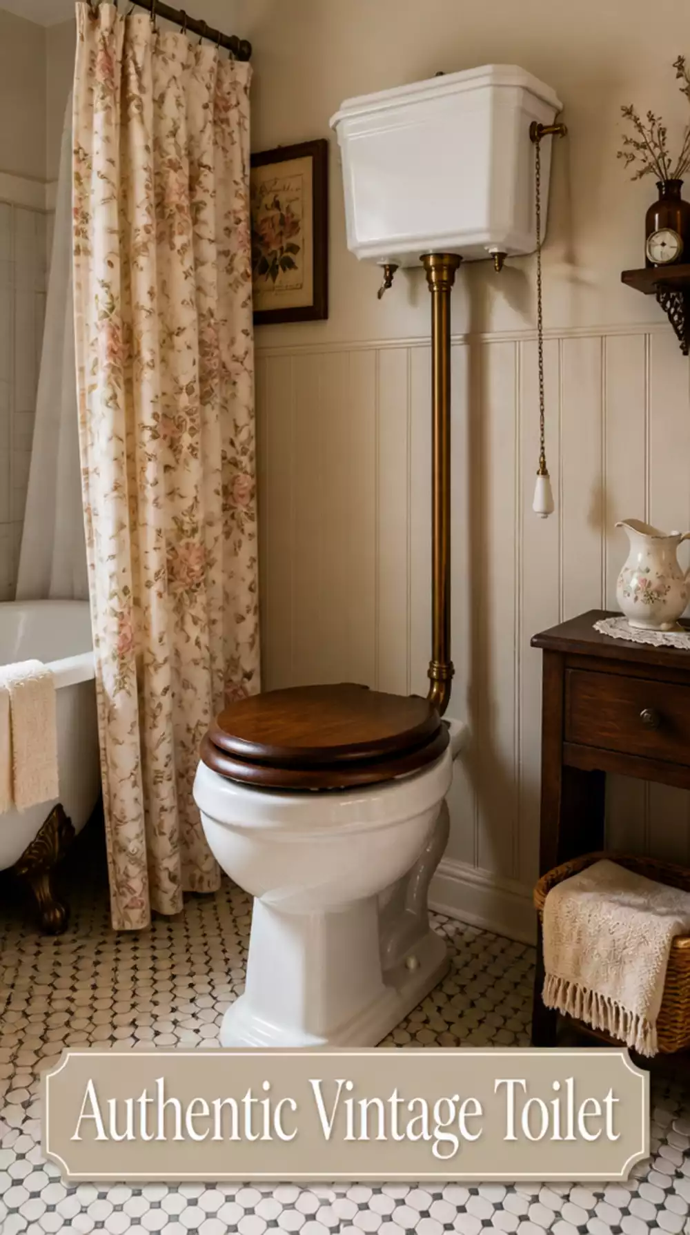 The Bathroom Pull-Chain Toilet That Makes a Vintage Scheme Feel Completely Authentic