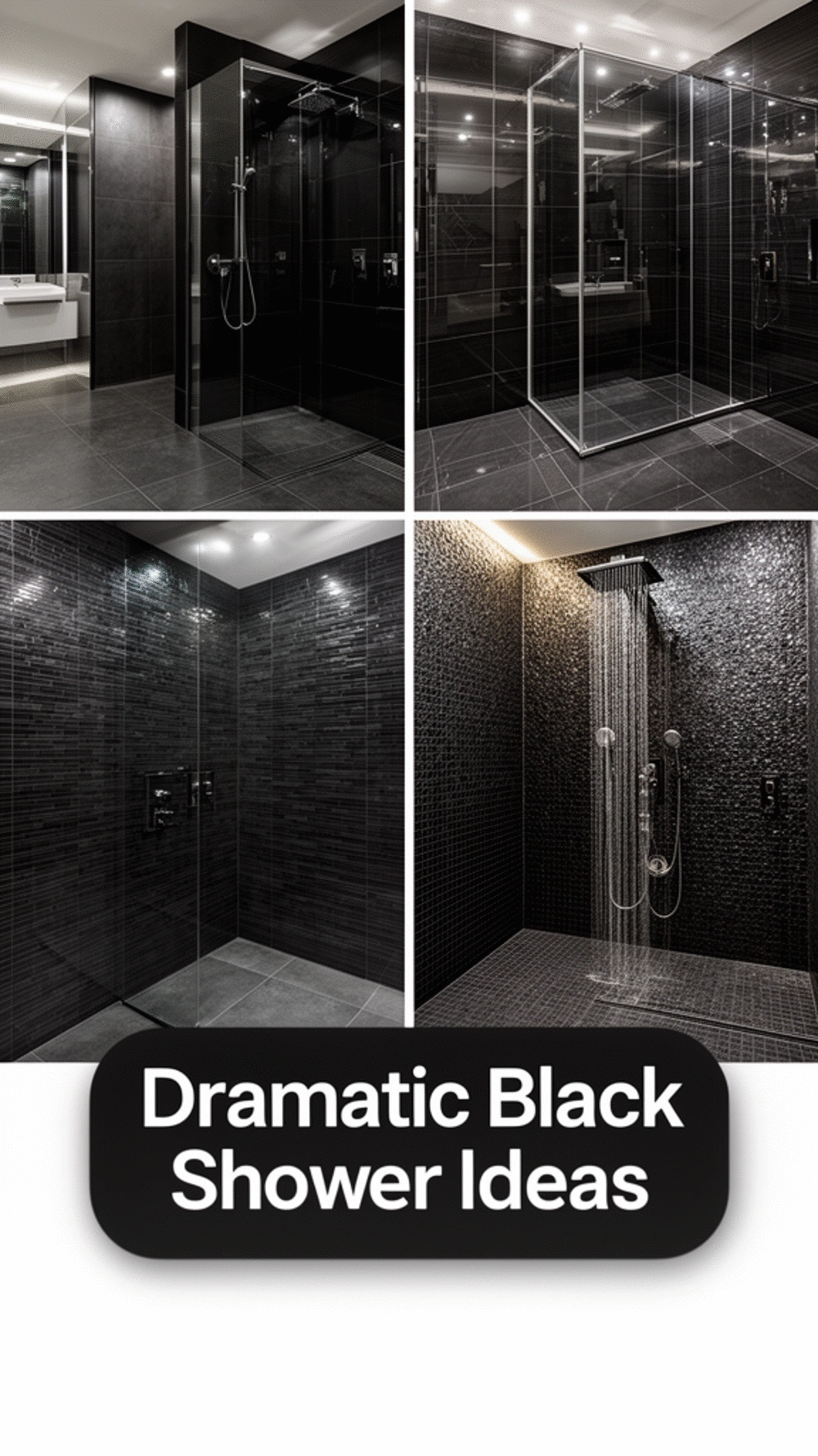 Black Bathroom Shower Tile That Makes a Small Enclosure Feel Dramatic