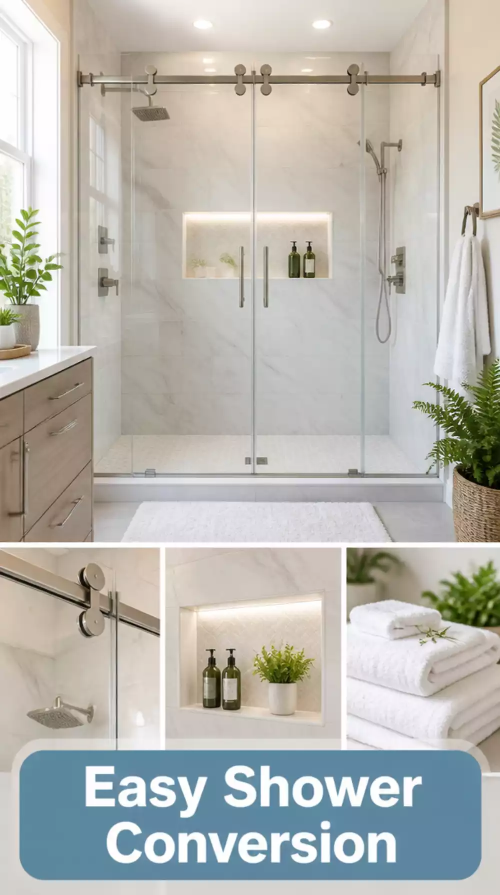 Bathroom Walk-In Shower Conversion That Replaces an Unused Bathtub