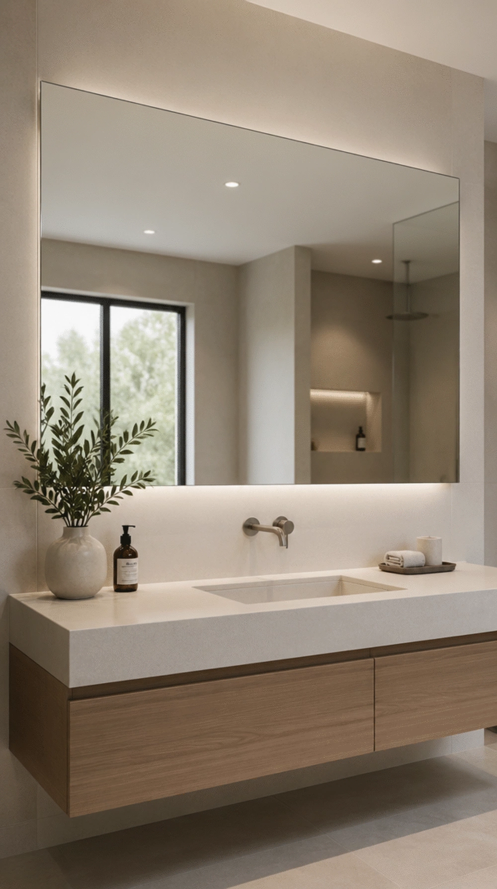 The Frameless Bathroom Mirror Trick That Makes Small Rooms Feel Bigger