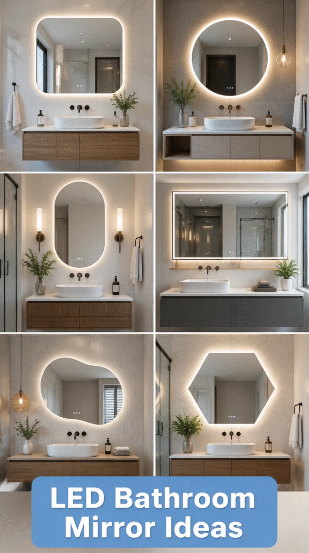 Bathroom LED Backlit Mirror That Makes a Vanity Wall Look Architectural