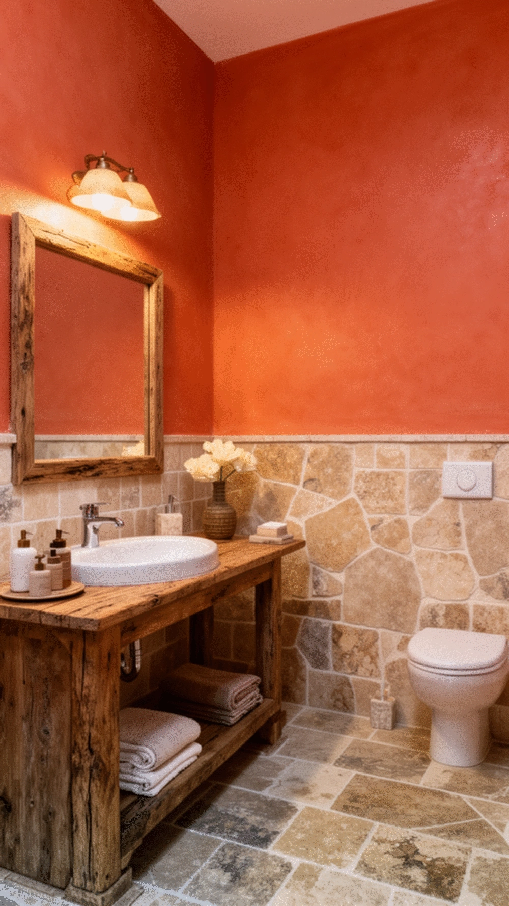 Bathroom Terracotta Paint in a Matte Finish for a Warm Mediterranean Feel