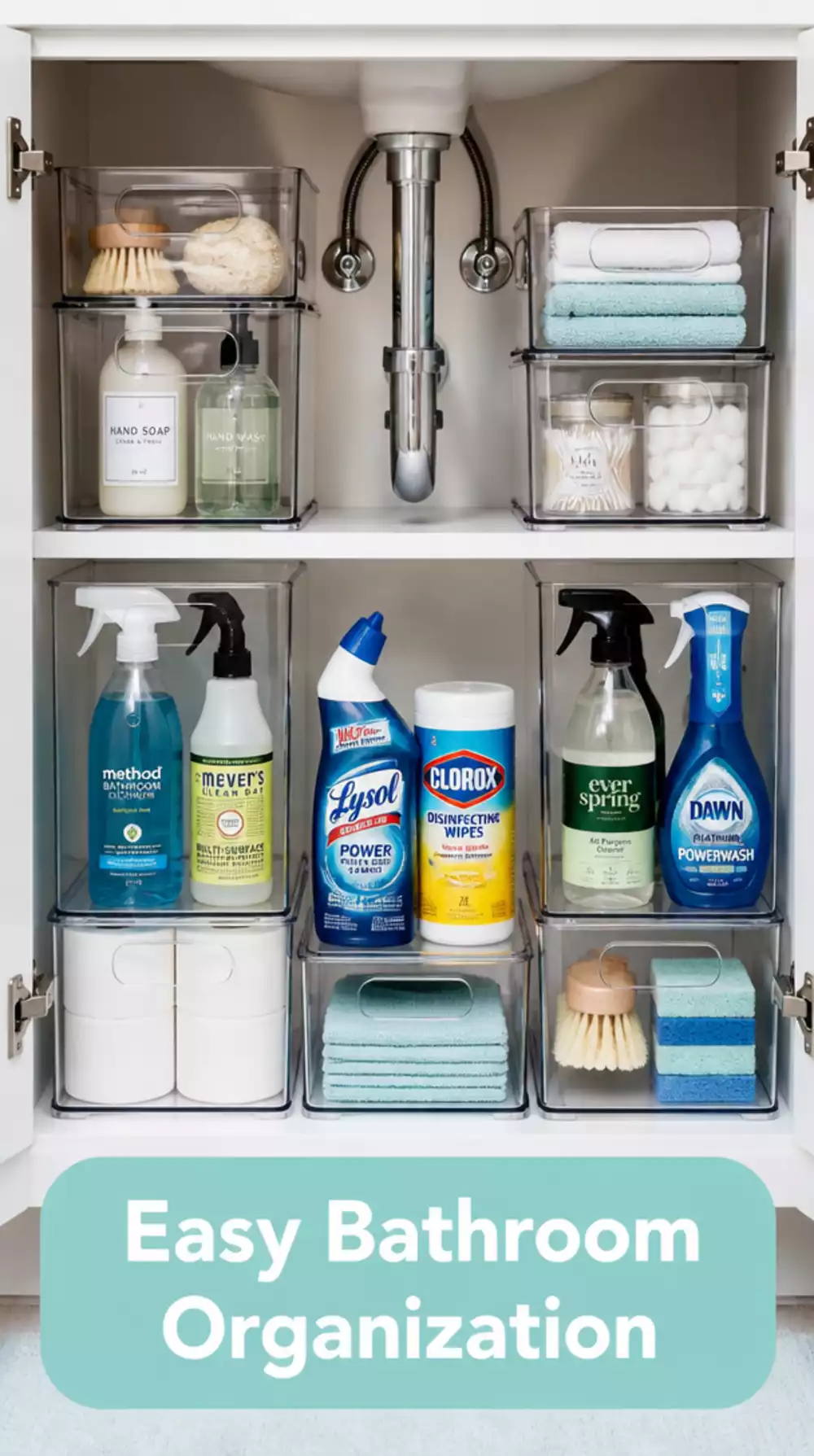 Bathroom Under-Sink Clear Stackable Bin Set That Makes Every Product Visible