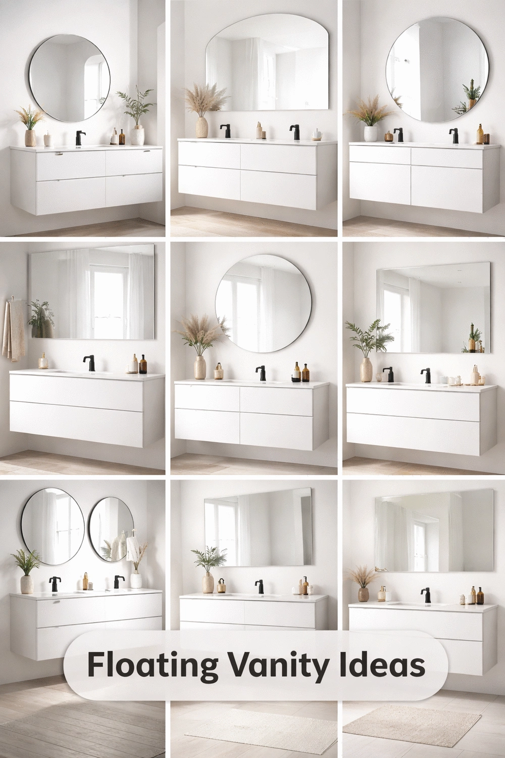 Floating Bathroom Vanity in Matte White with Integrated Sink