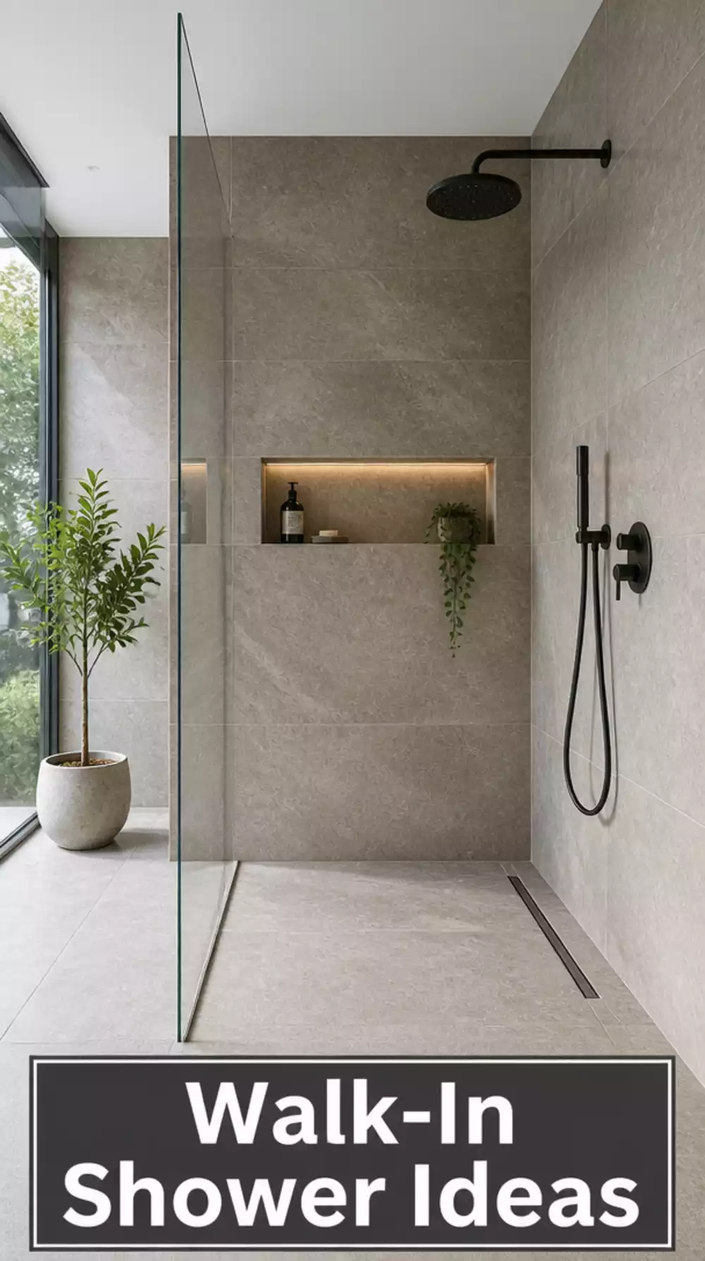 Walk-In Shower Large-Format Tile Ideas
