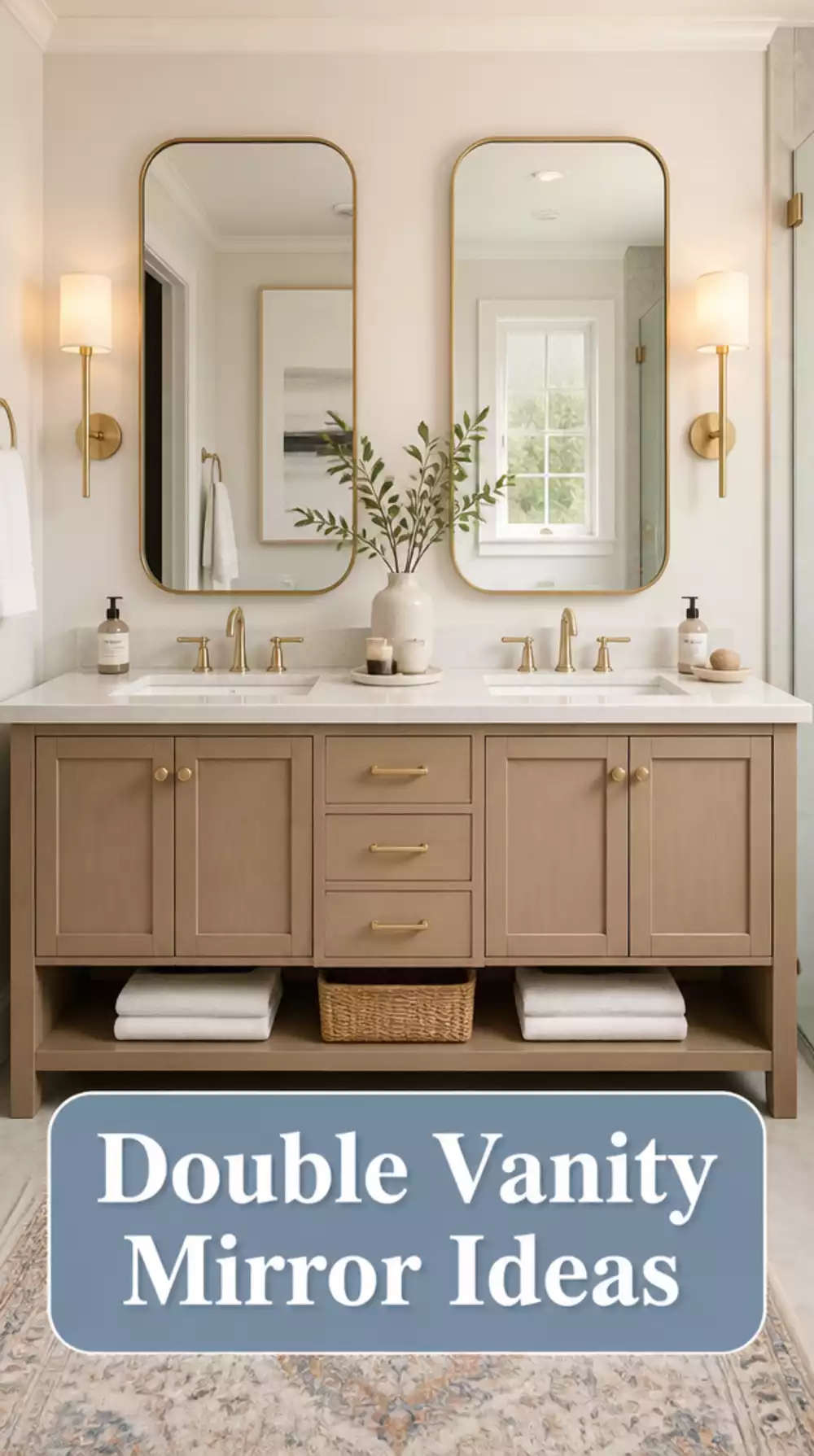 Bathroom Double Mirror Pair Above a Double Vanity That Frames Each Sink Neatly