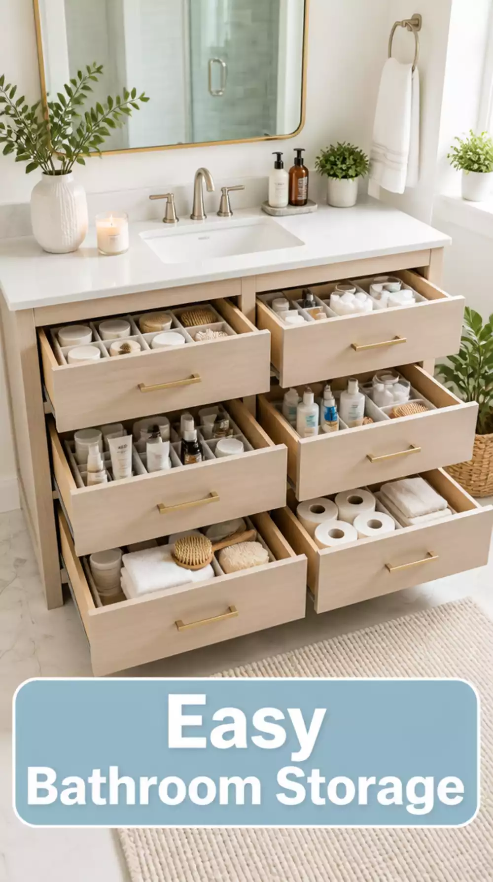 Bathroom Vanity with Six Deep Drawers That Hold Every Product Out of Sight