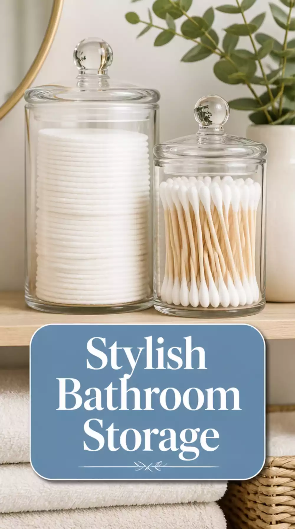 Bathroom Apothecary Glass Jar Set That Tidies Cotton Rounds and Swabs Stylishly