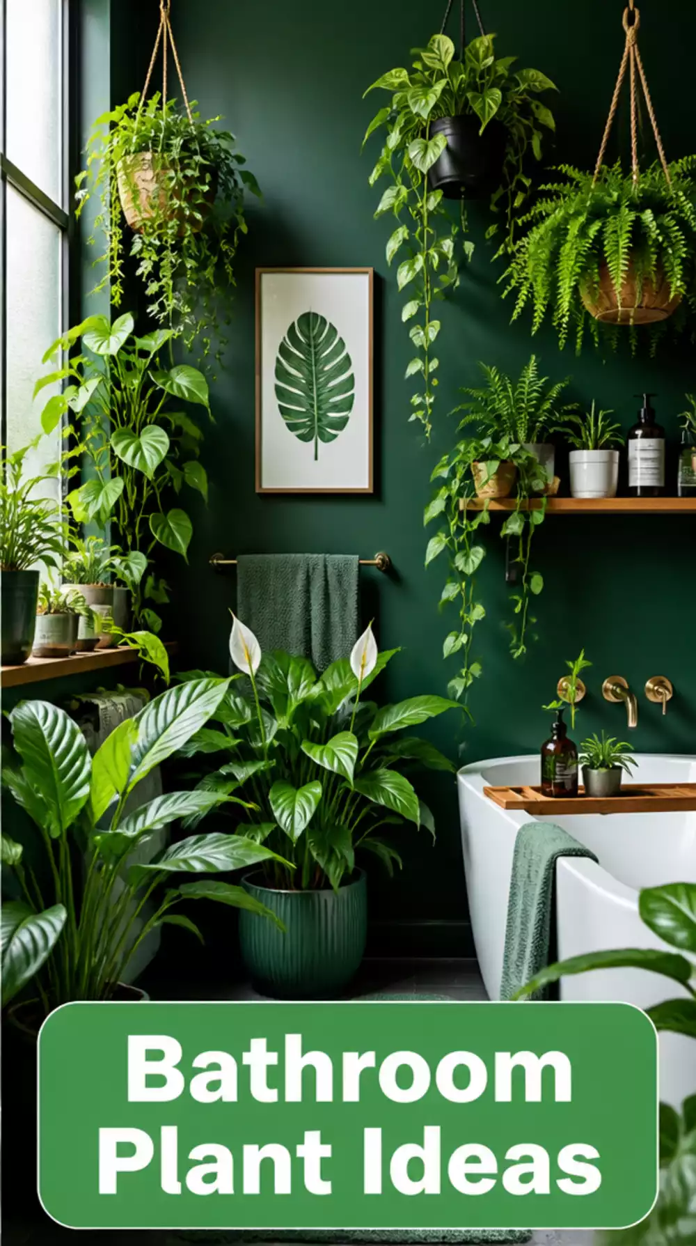 The Dark Green Bathroom Plant Trick That Makes Moody Walls Feel Alive- Not Heavy