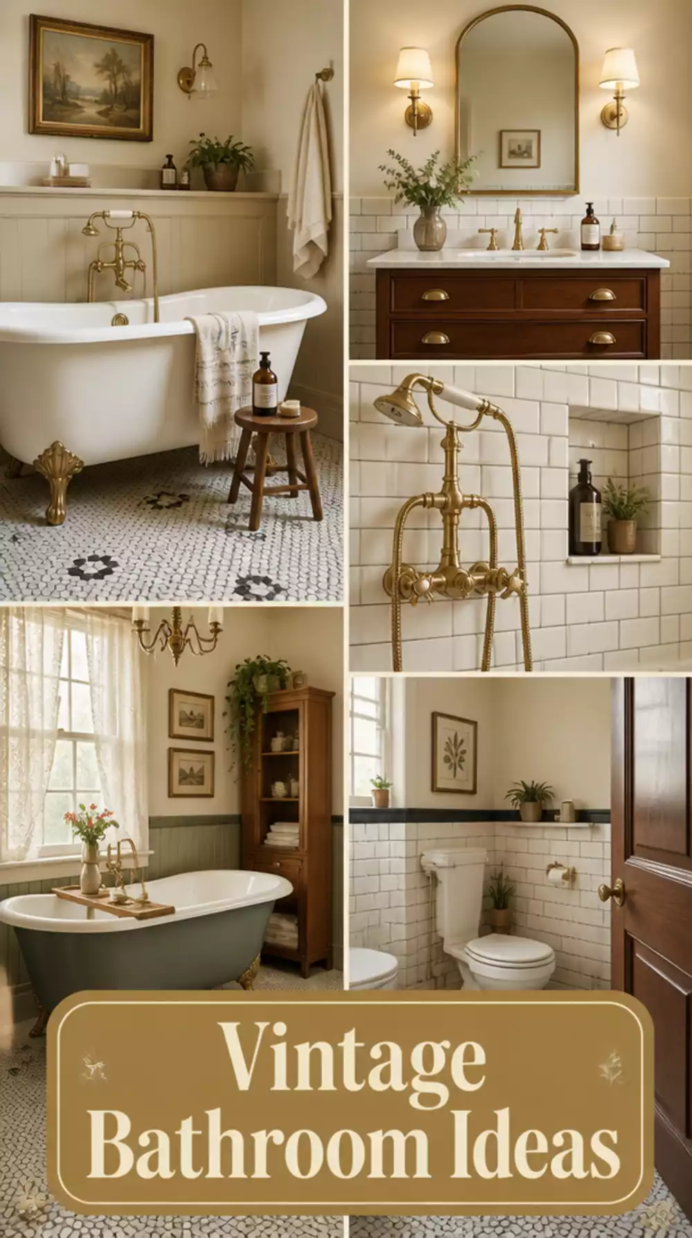 Vintage Bathroom with Clawfoot Tub and Brass Fittings
