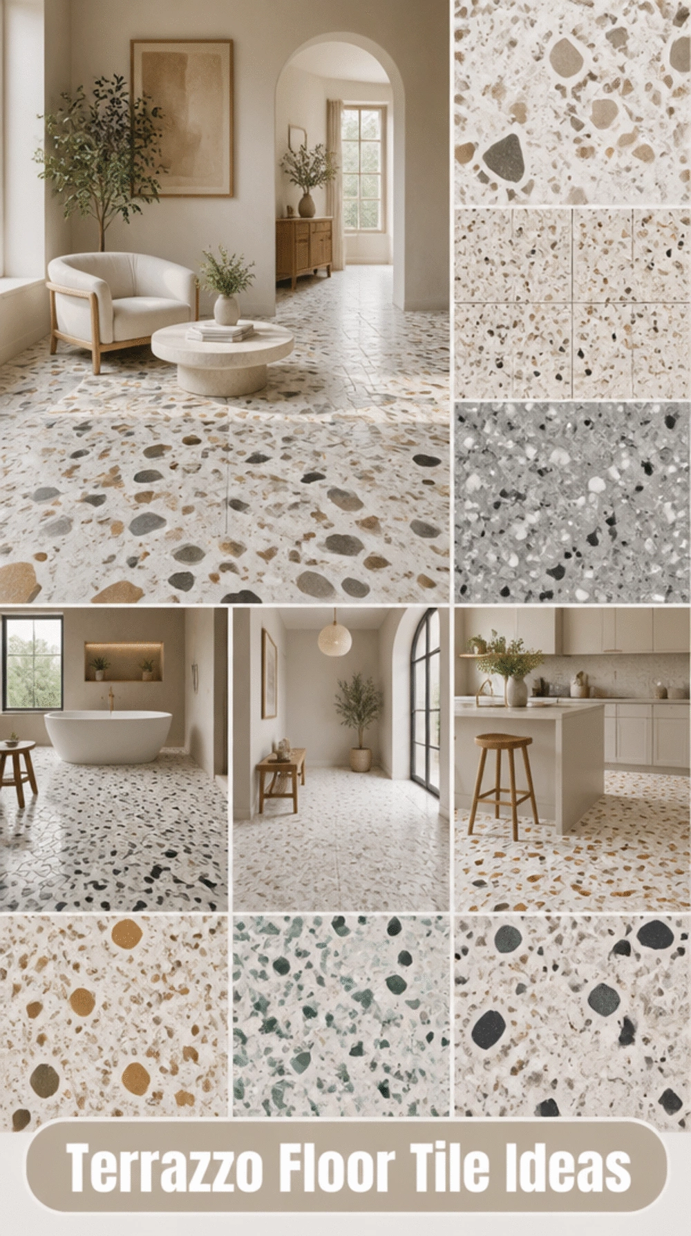 Bathroom Terrazzo Floor Tile in a Soft Neutral Blend for Any Style