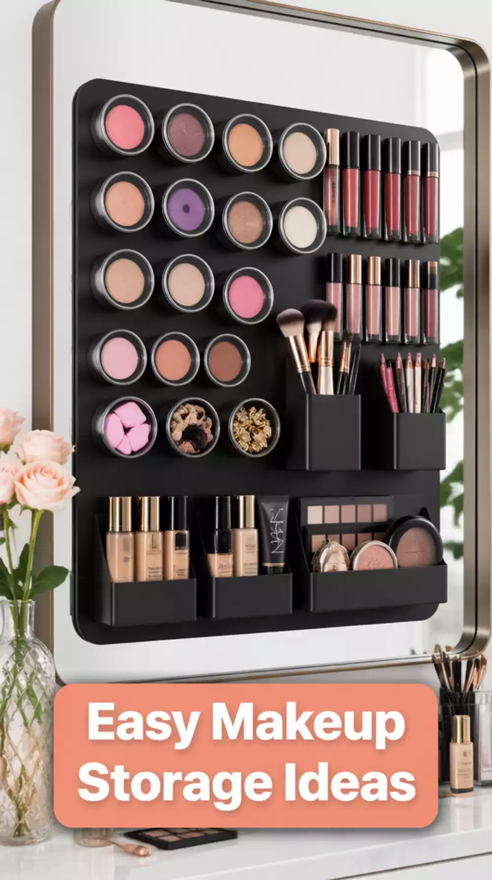 Bathroom Magnetic Makeup Board in Acrylic That Mounts Flat to the Mirror