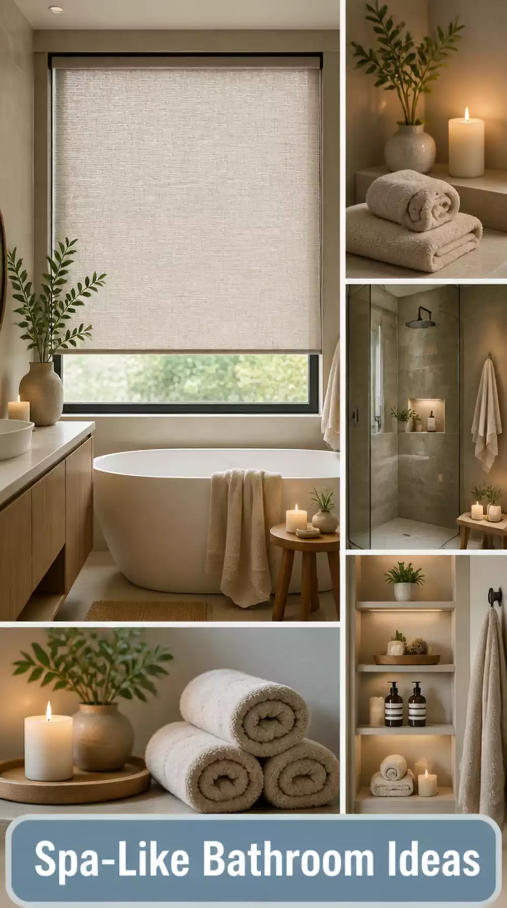 Bathroom Roller Blind in a Textured Blackout Fabric for a Spa Sleep-In Setup