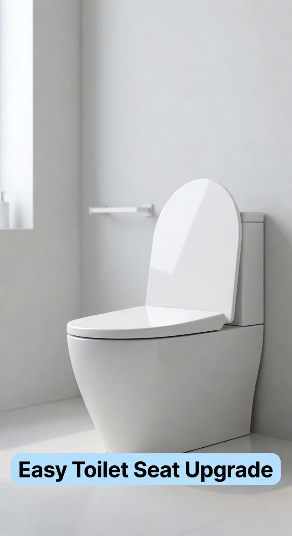 Bathroom Soft-Close Toilet Seat in White That Replaces a Dated Slamming Lid