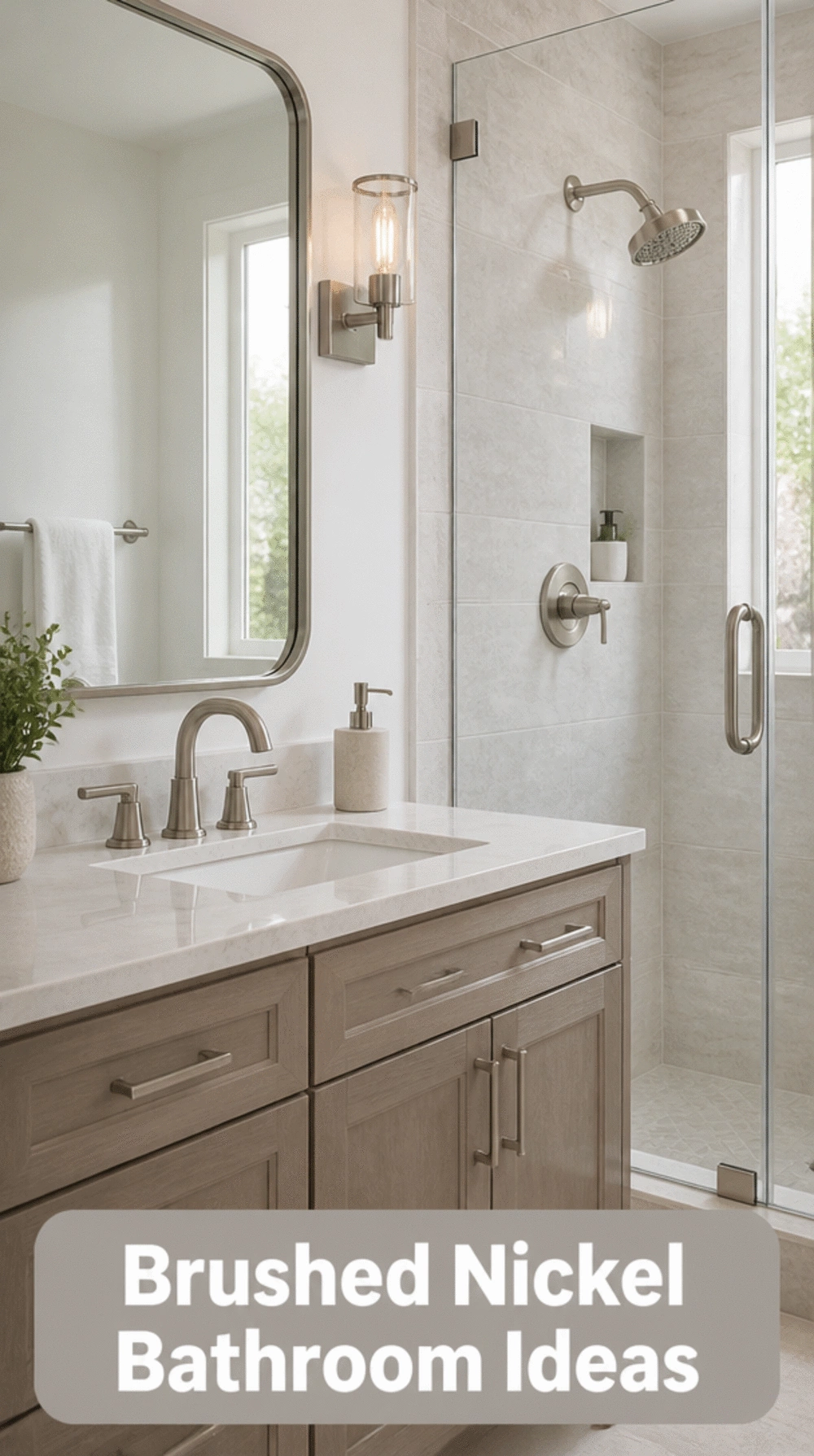 Bathroom Brushed Nickel Tap and Shower Valve Set for a Clean Neutral Finish