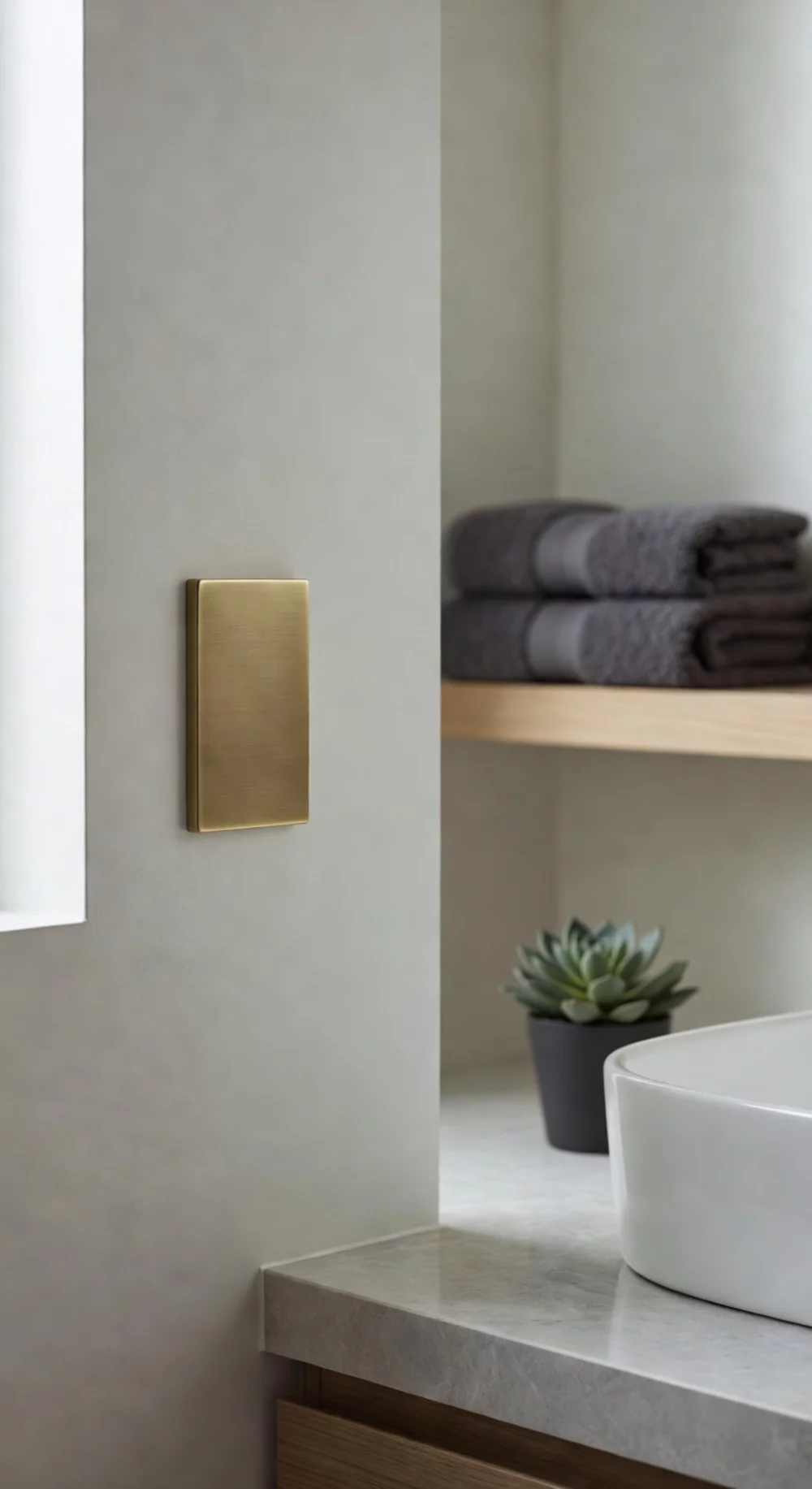 Bathroom Light Switch Cover in Brass That Replaces a Cheap White Plastic Plate