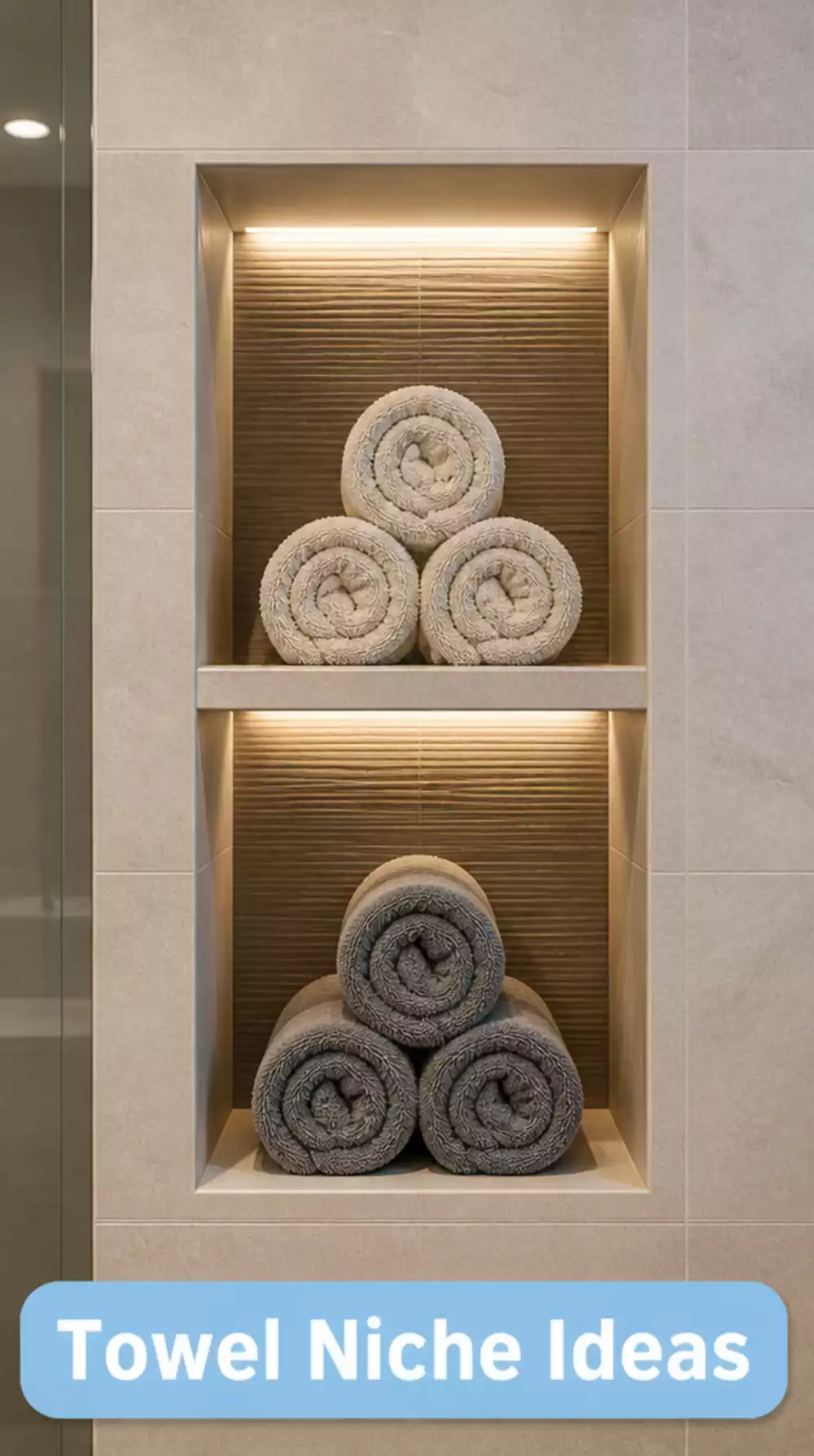 Bathroom Built-In Towel Niche Shelf That Creates a Hotel-Style Linen Station