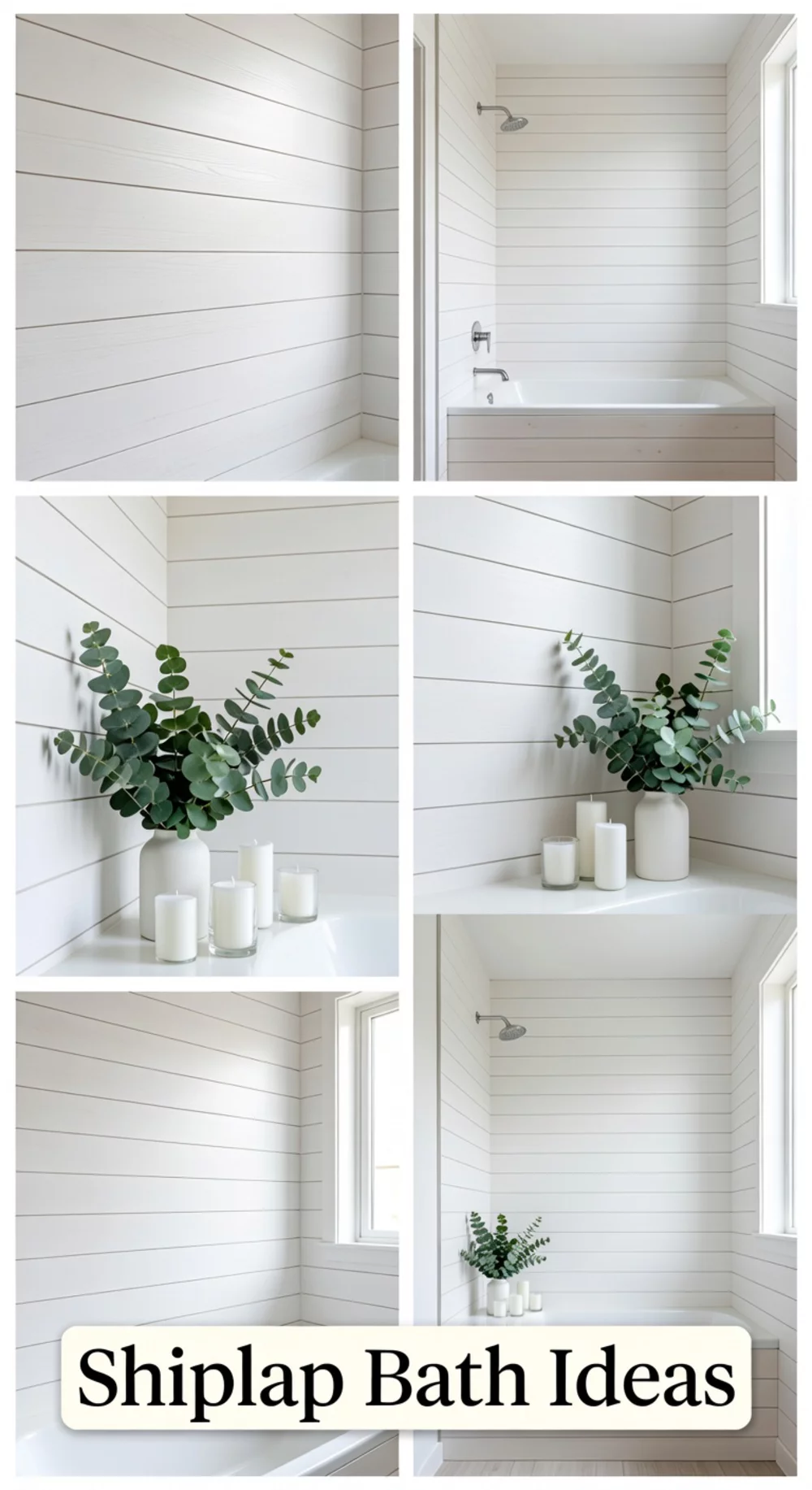 Bathroom Tub Surround with Shiplap Painted Panel in Crisp White Below the Rim