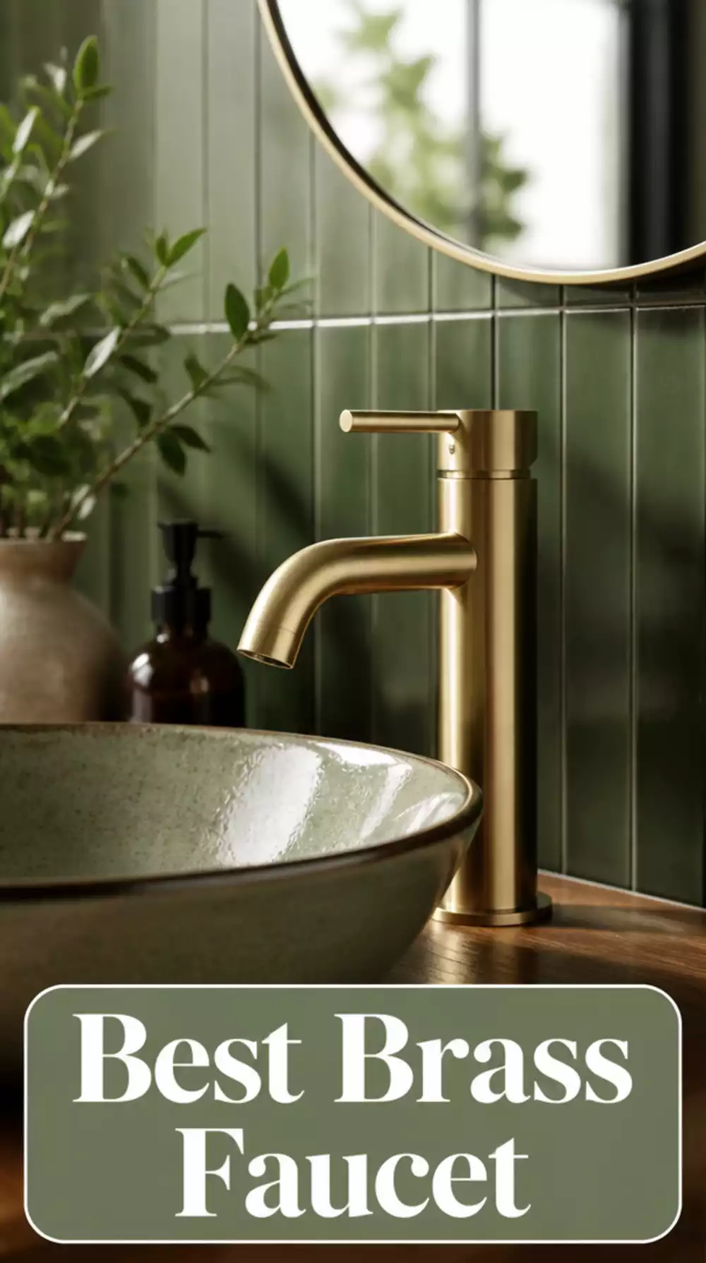 The Brushed Brass Faucet That Makes a Green Bathroom Look Expensive