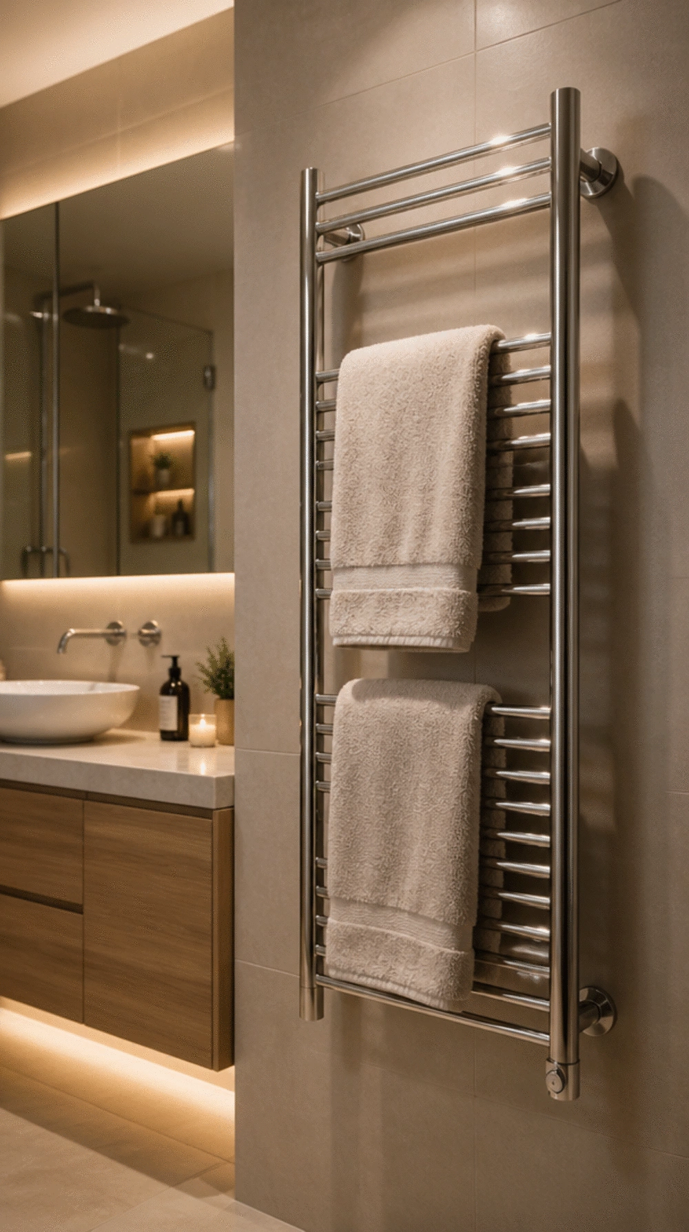 Bathroom Heated Towel Rail That Makes Getting Out of the Shower Bearable