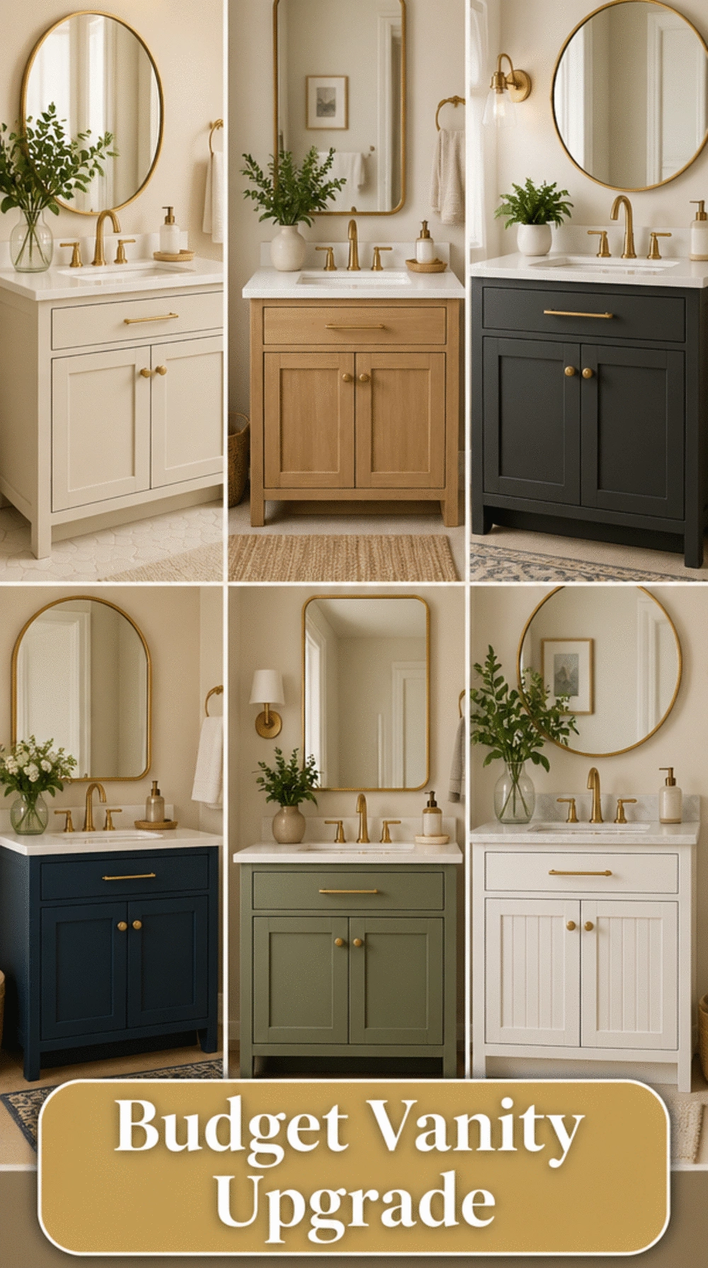 Bathroom Vanity with Gold Hardware That Makes a Budget Unit Look Custom