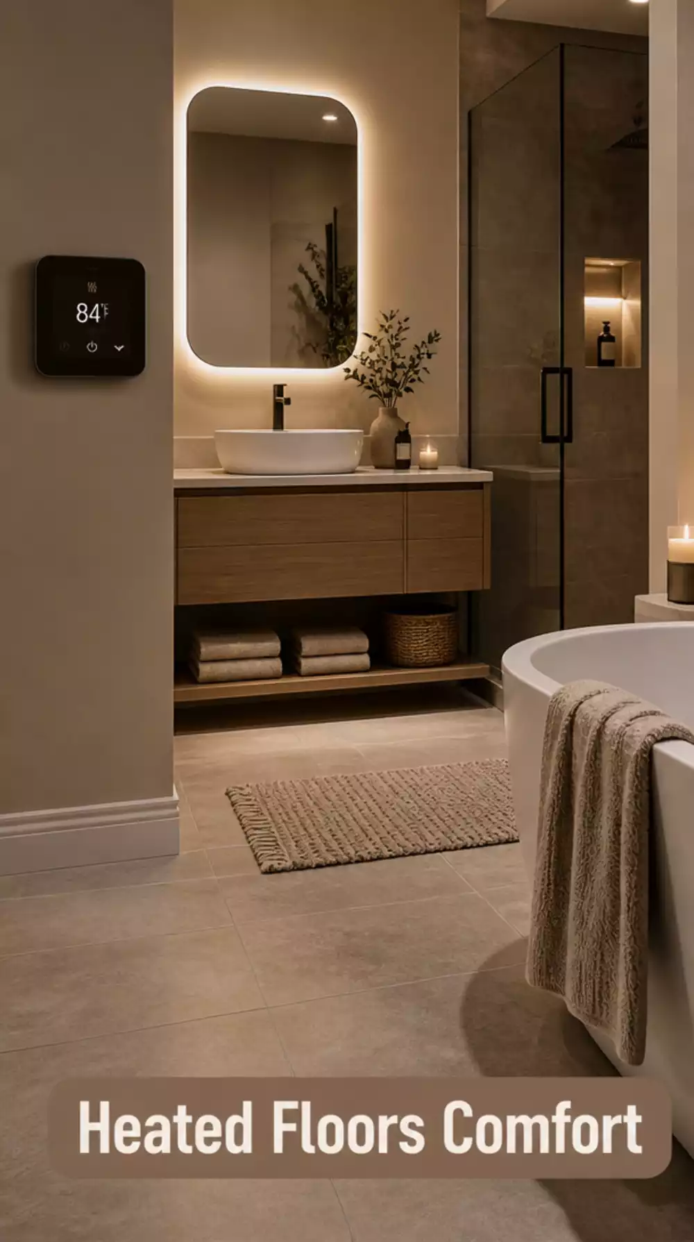 Bathroom Heated Floor Thermostat Controller That Schedules Warmth Automatically