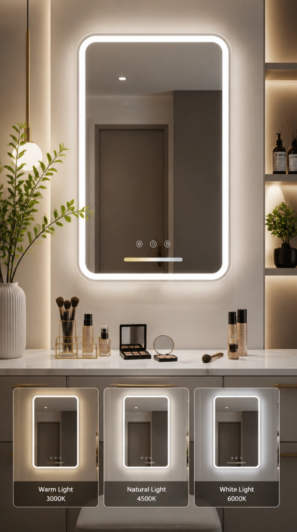 LED Bathroom Vanity Mirror with Adjustable Colour Temperature Setting