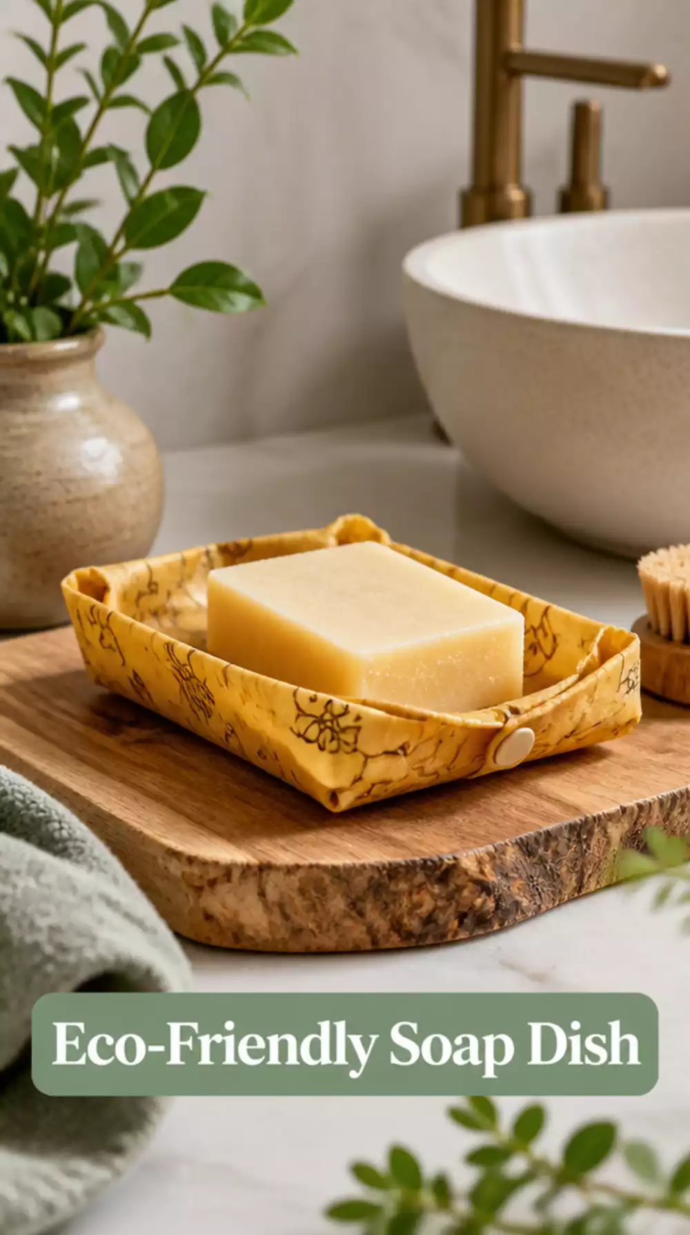 Bathroom Beeswax Wrap Soap Dish That Keeps a Plastic-Free Counter Tidy