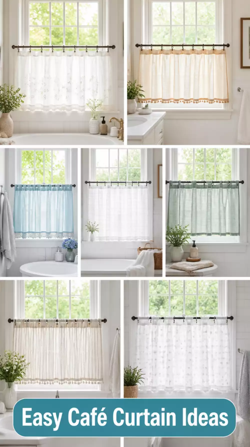 Bathroom Sheer Voile Café Curtain That Covers Just the Lower Window Pane