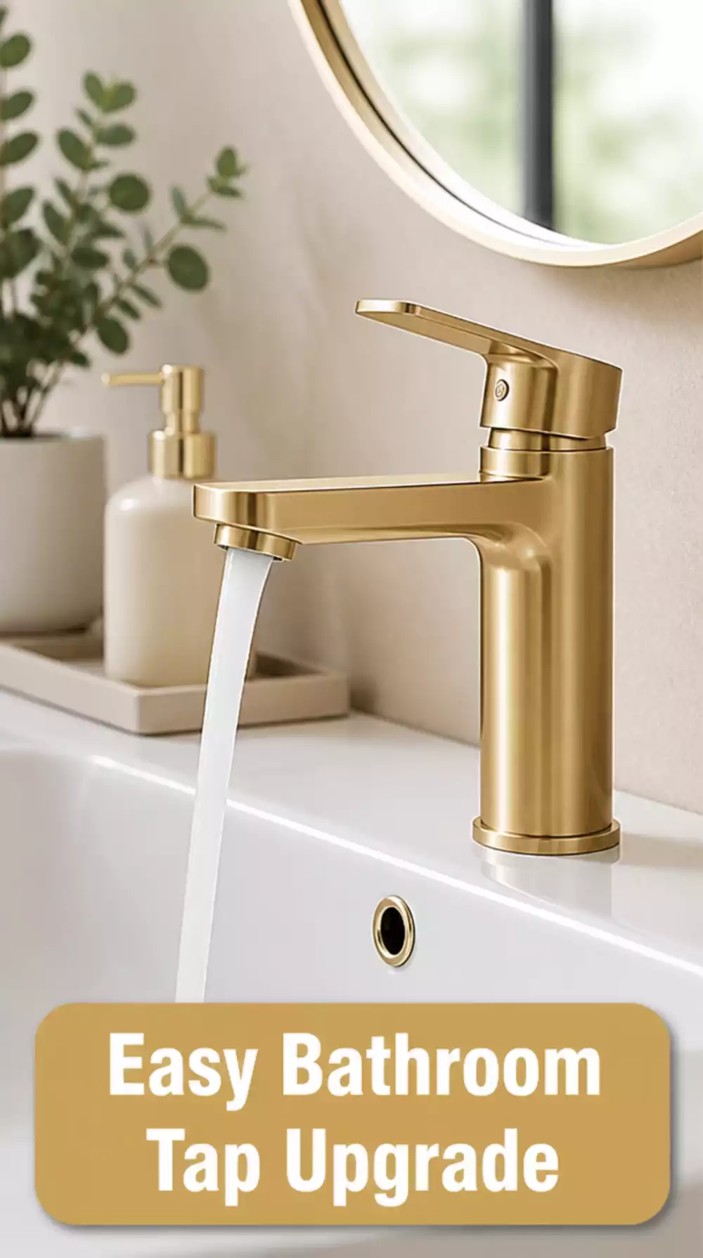 Bathroom Tap Replacement in Brushed Gold That Updates a Basic Sink Instantly