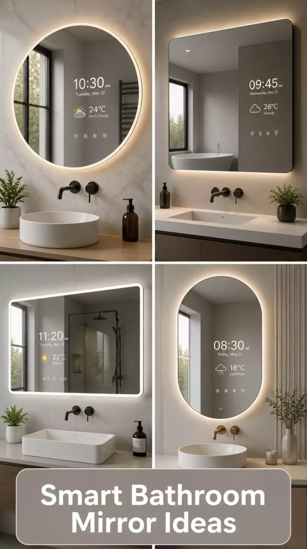 The Bathroom Smart Mirror That Displays Time and Weather While You Get Ready
