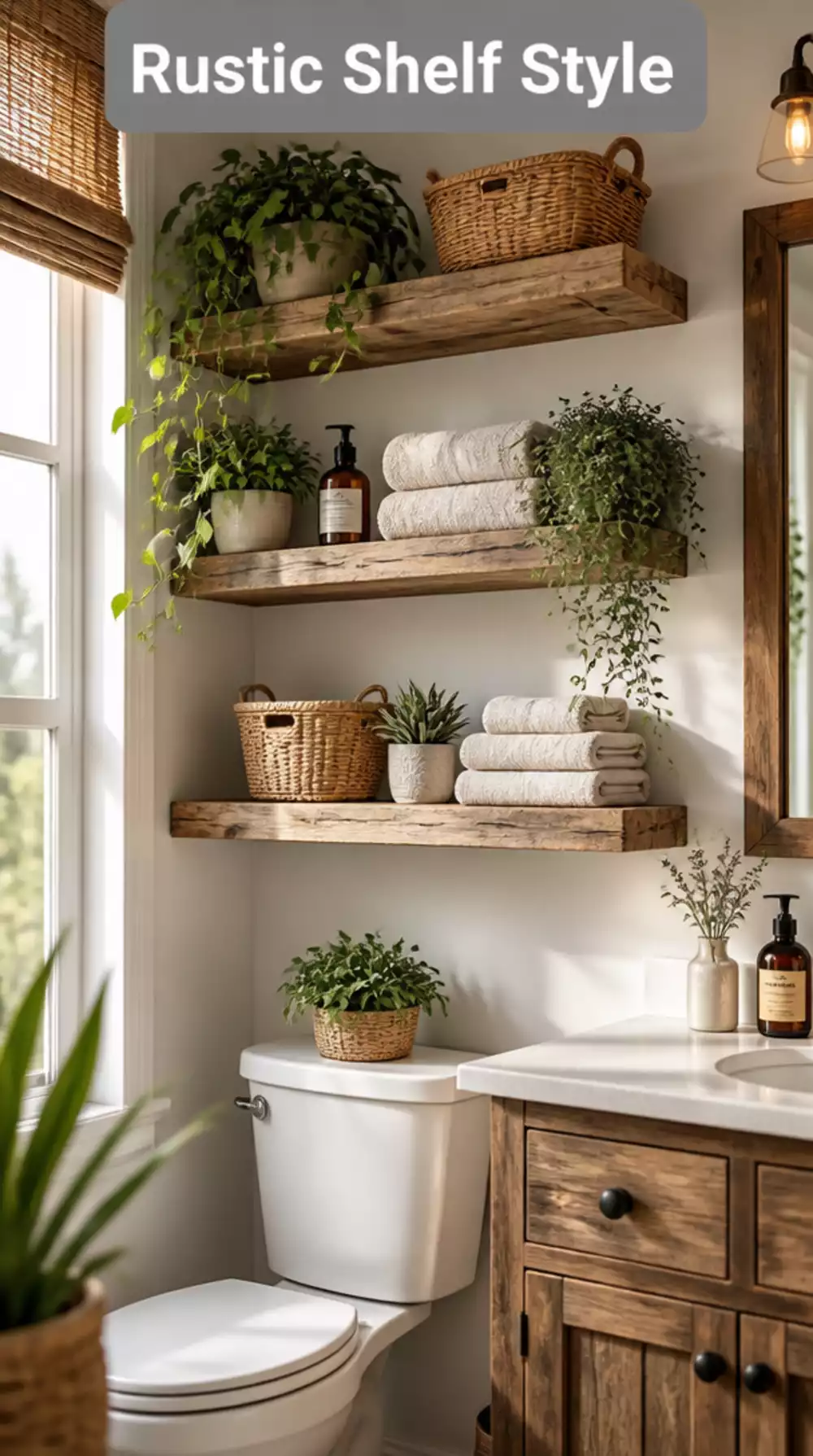 Solid Wood Floating Shelf for Scandinavian Bathroom Decor