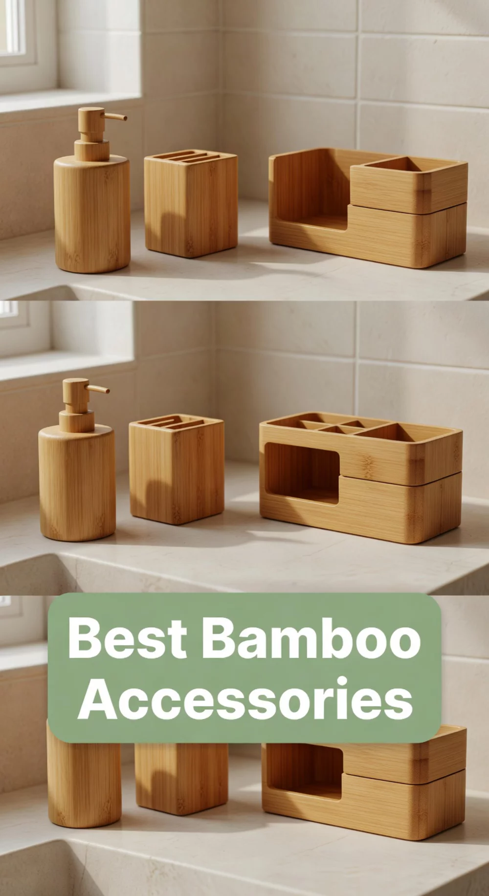 Bamboo Bathroom Accessory Set That Ties a Natural Theme Together