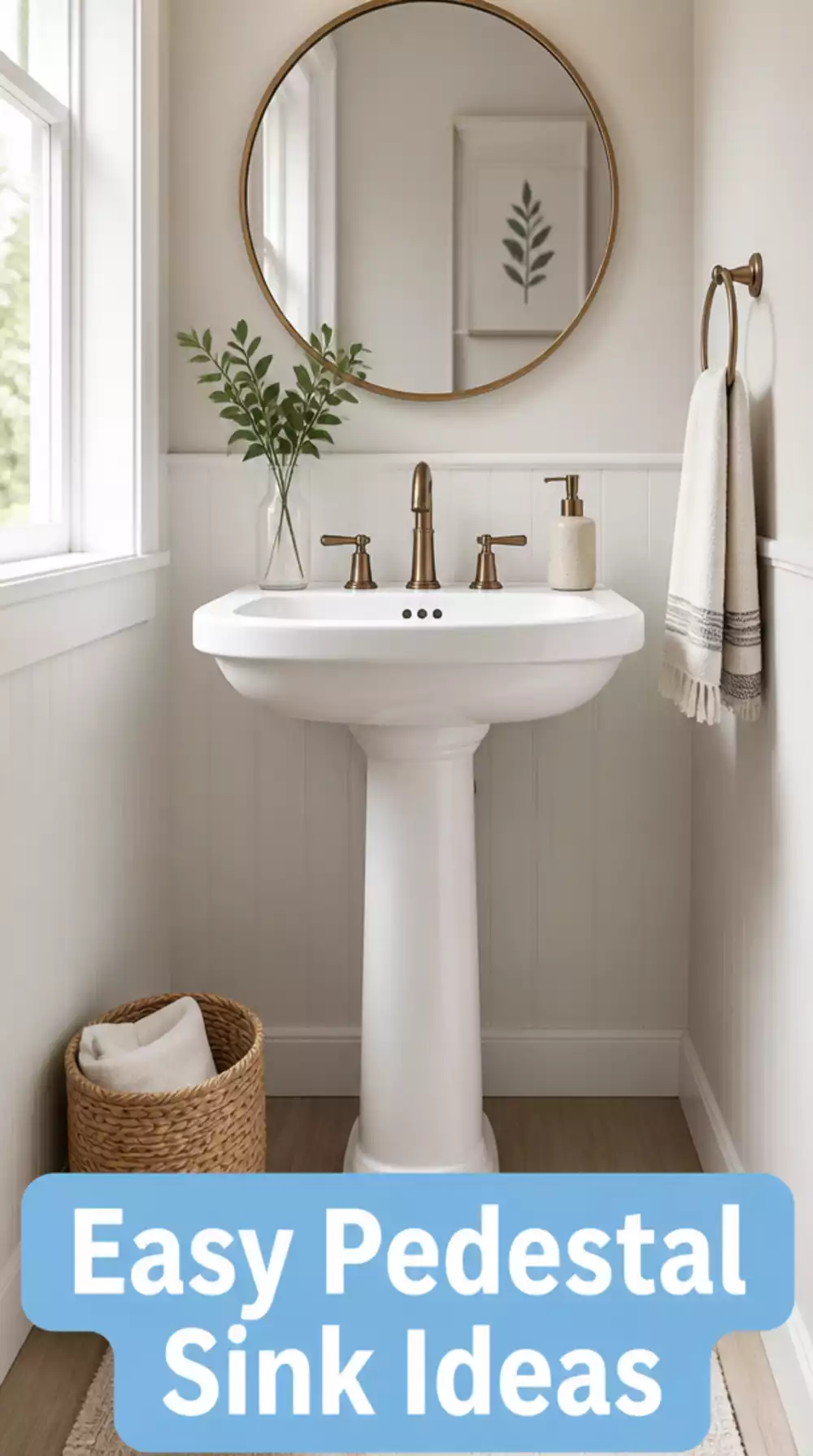 Powder Room Pedestal Sink That Frees Up Floor Space in a Half Bath
