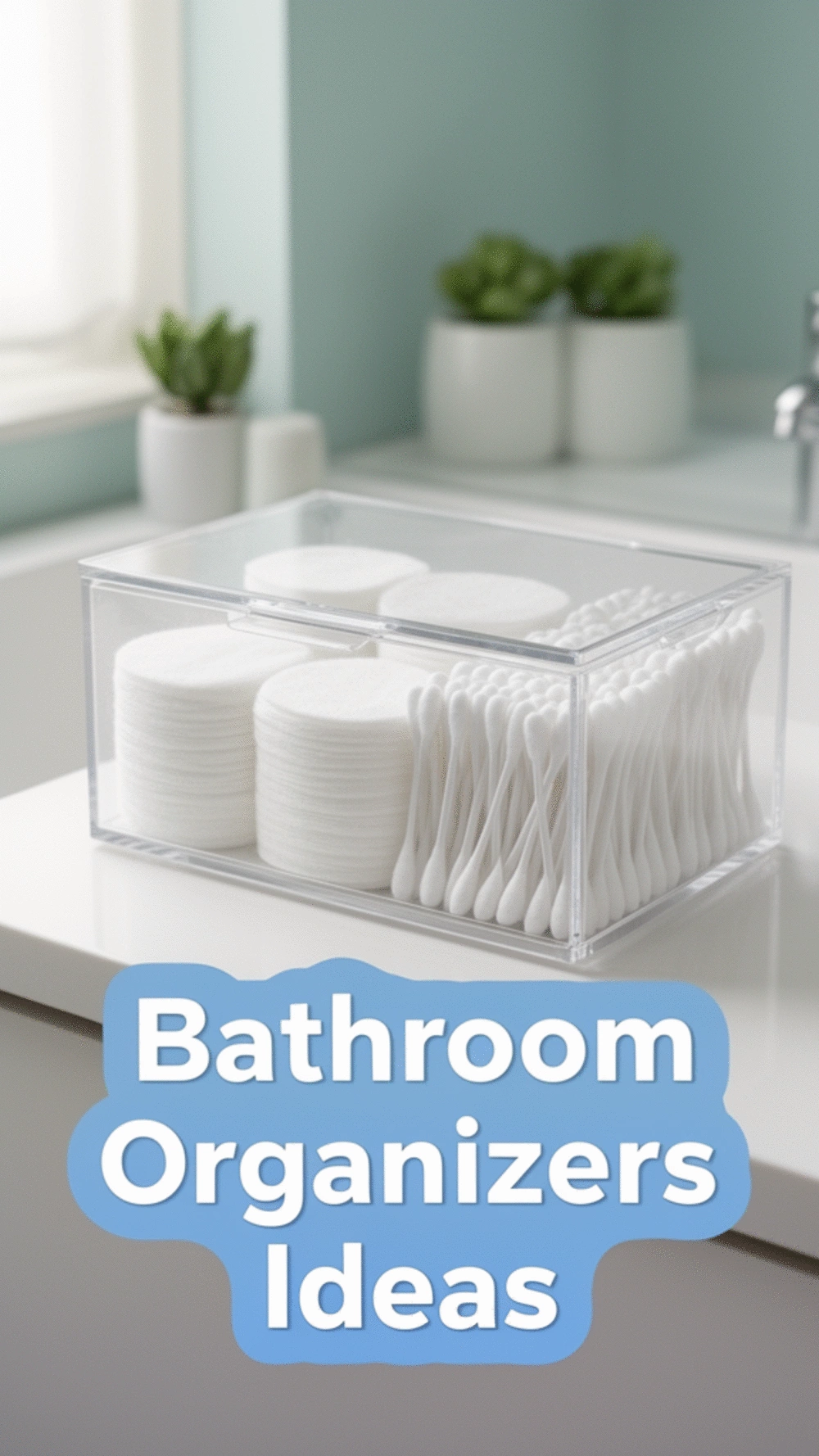 Guest Bathroom Clear Acrylic Box of Cotton Rounds and Swabs for a Polished Touch