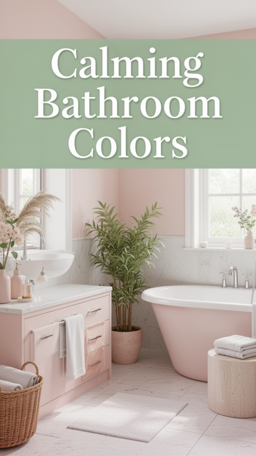Create a calming color palette for a peaceful bathroom ambiance