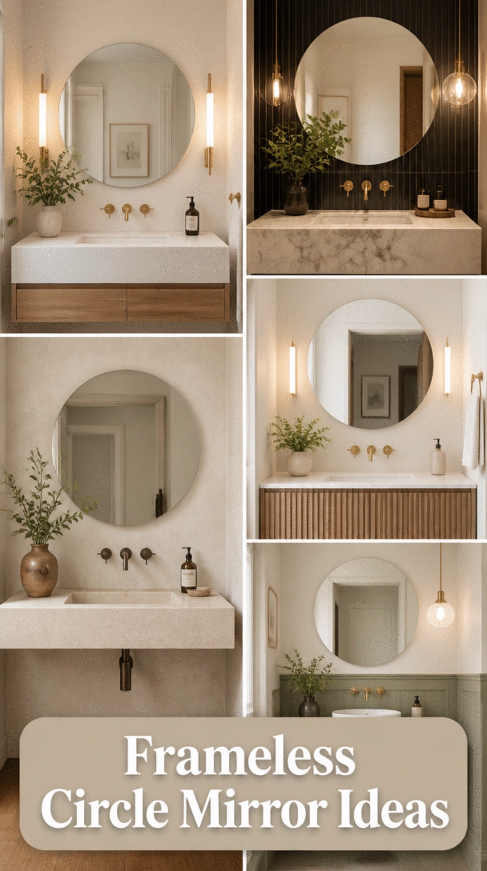 The Bathroom Frameless Circle Mirror Trick That Makes a Tiny Powder Room Pop