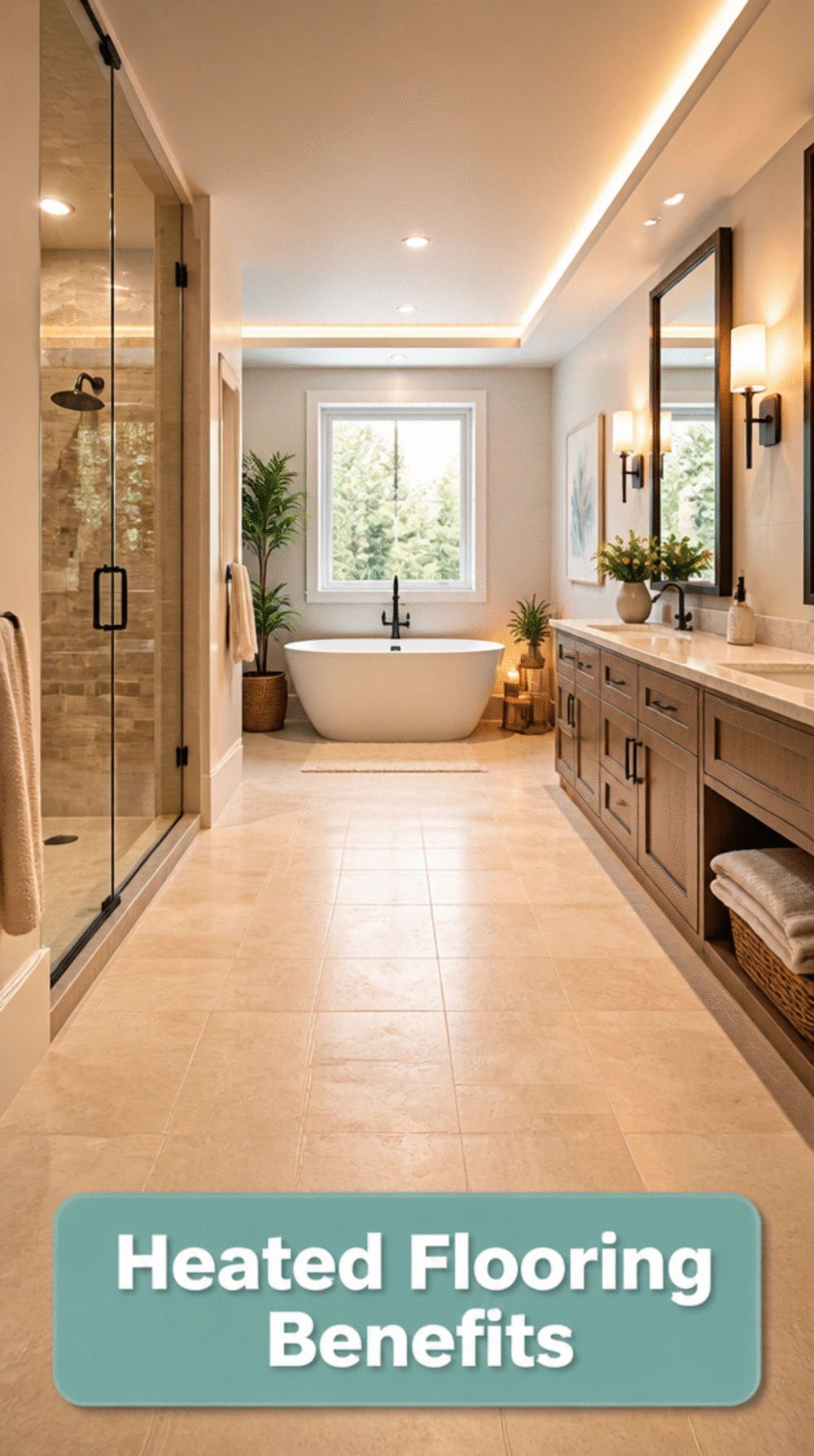 Master Bathroom Heated Floor Tile That Makes Morning Routines More Bearable
