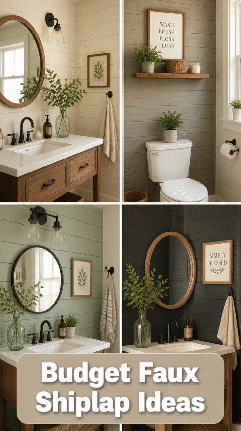 Bathroom Faux Shiplap Peel-and-Stick Panel That Costs a Fraction of Wood