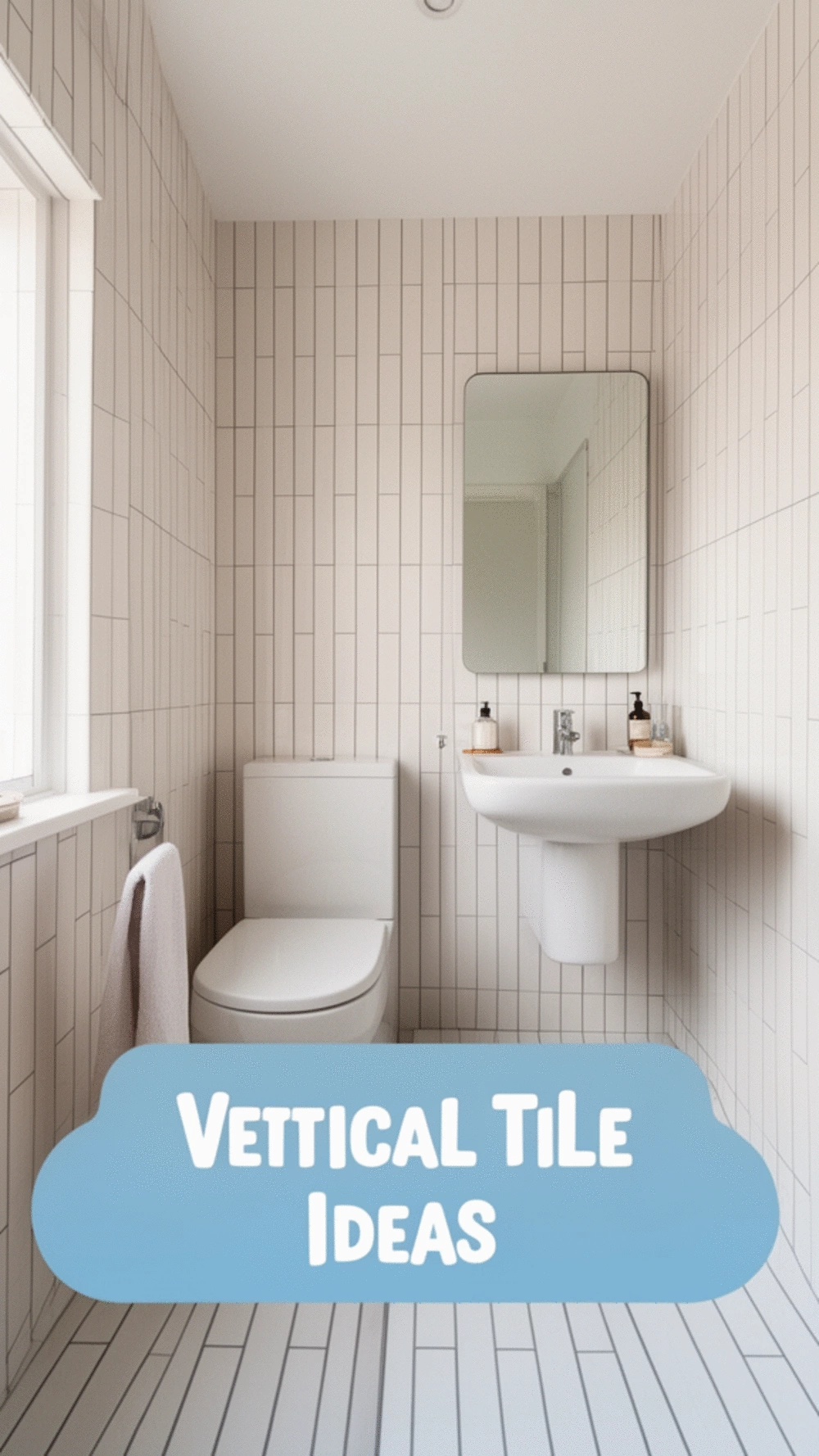 Small Bathroom Vertical Subway Tile That Draws the Eye Upward