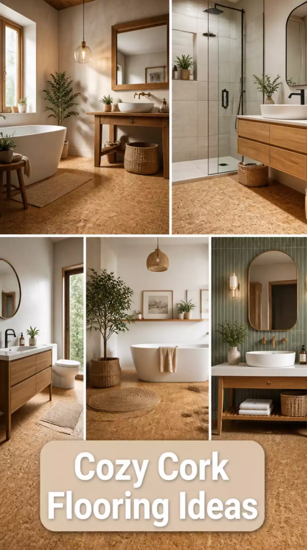 Bathroom Cork Floor Tile That Is Warm Underfoot and Naturally Water Resistant