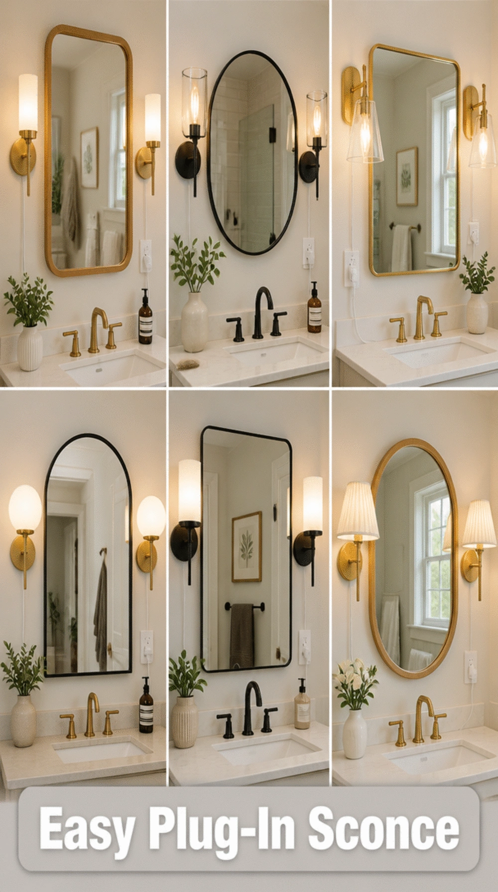 Bathroom Plug-In Vanity Sconce That Installs Without an Electrician