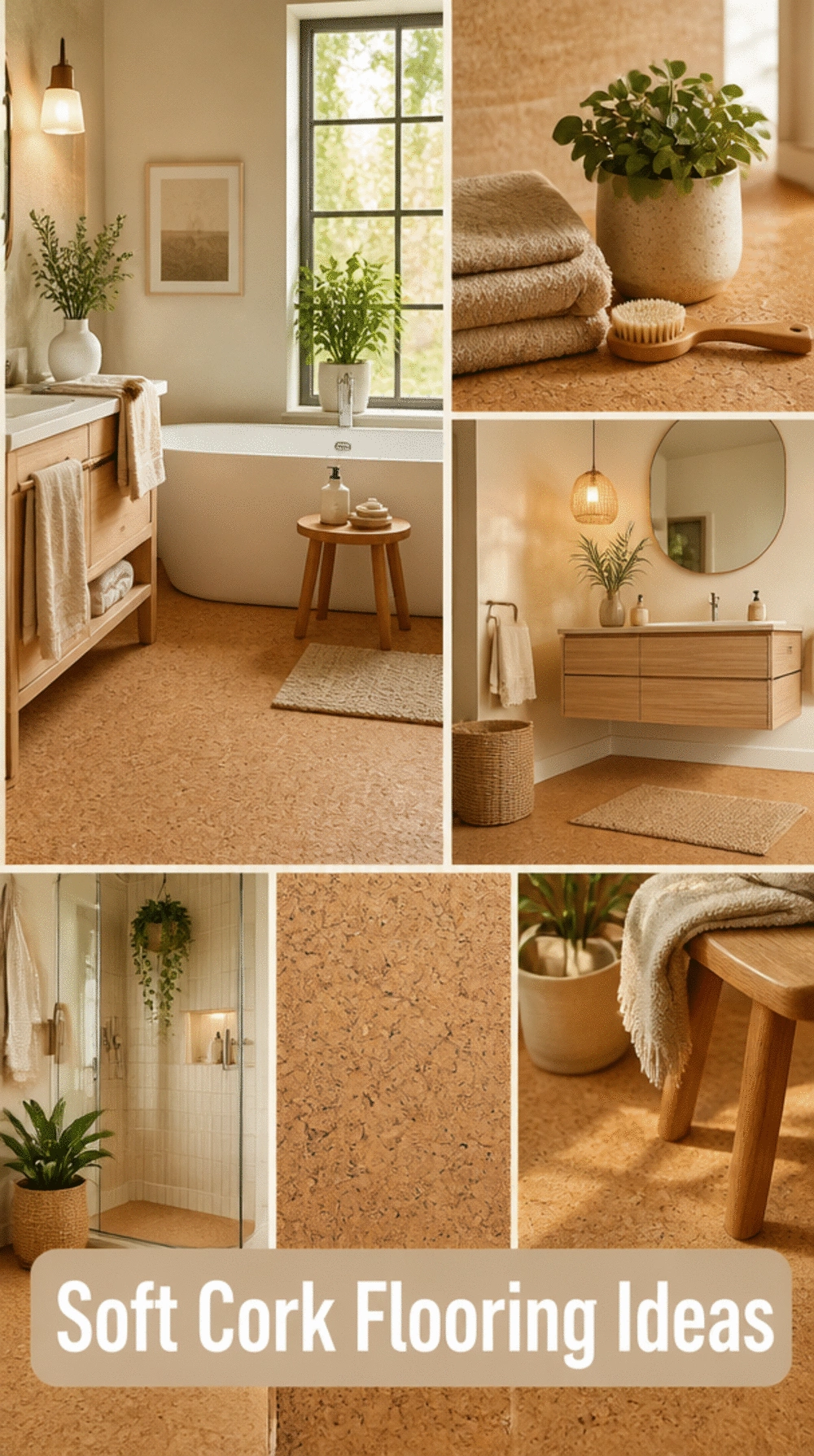 Bathroom Cork Floor Tile That Is Soft Underfoot and Naturally Anti-Mould