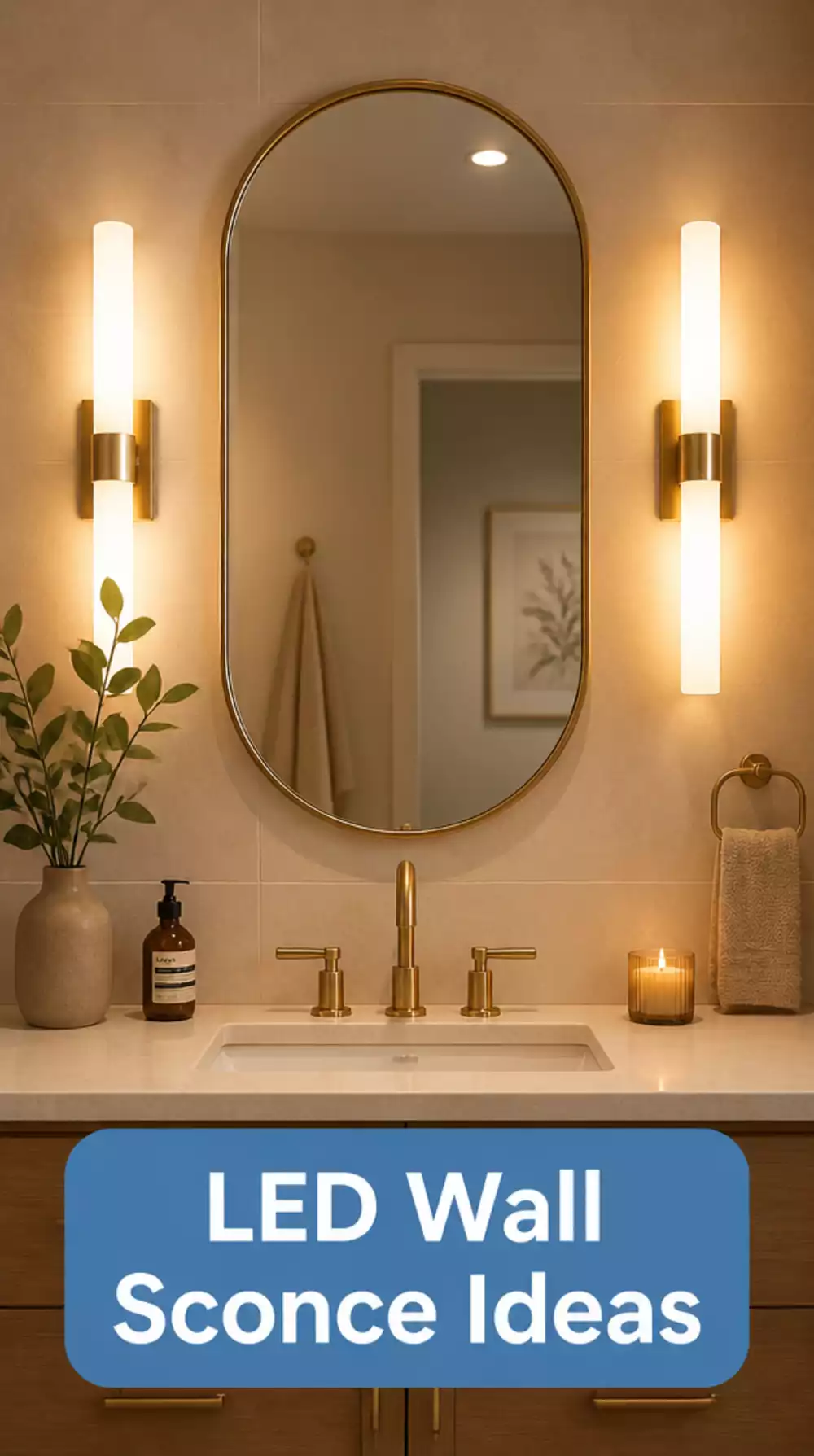 Bathroom LED Wall Sconce Pair That Replaces a Harsh Single Overhead Light