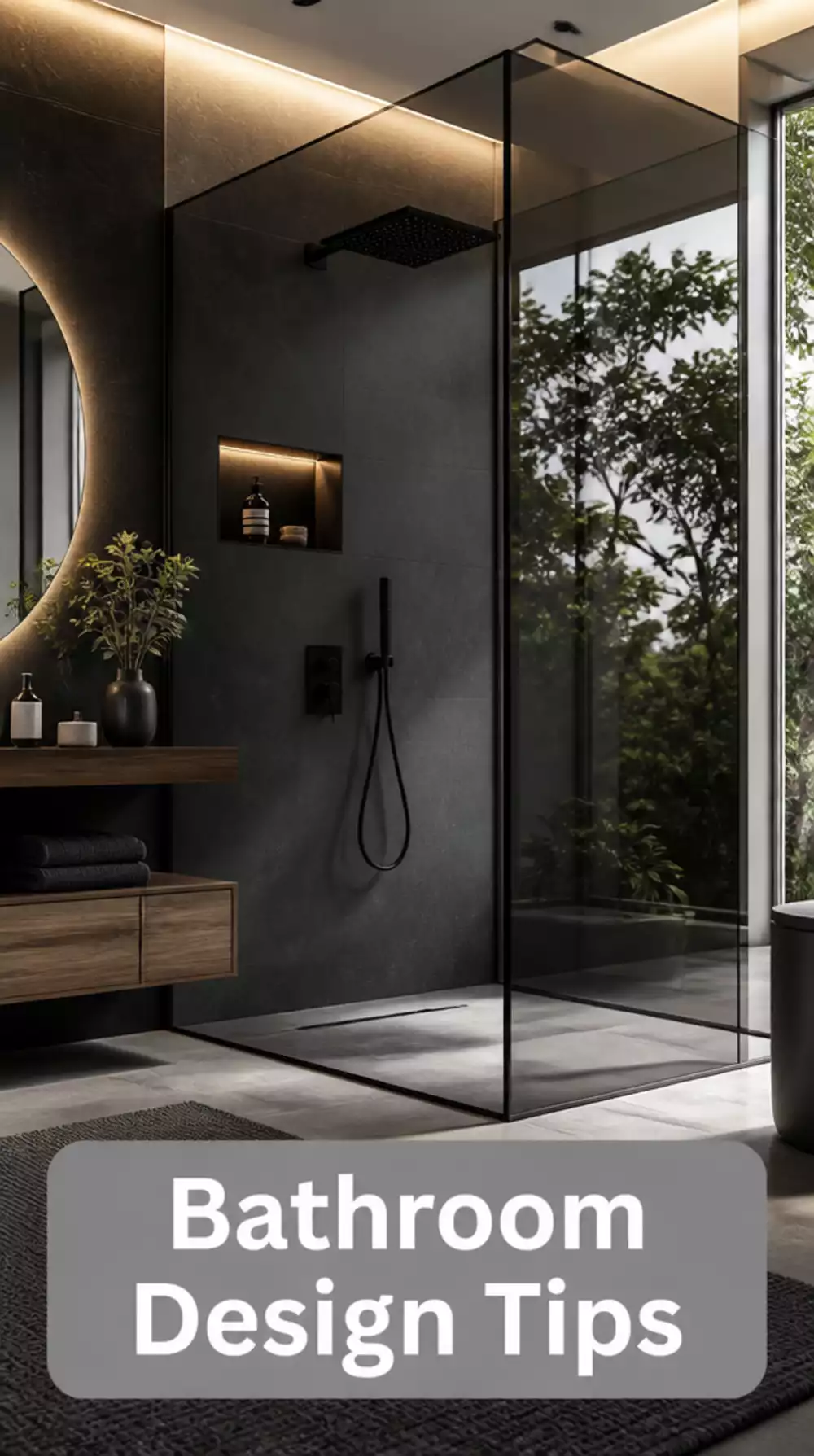 Bathroom Smoked Glass Shower Screen That Adds Mystery Without Closing In