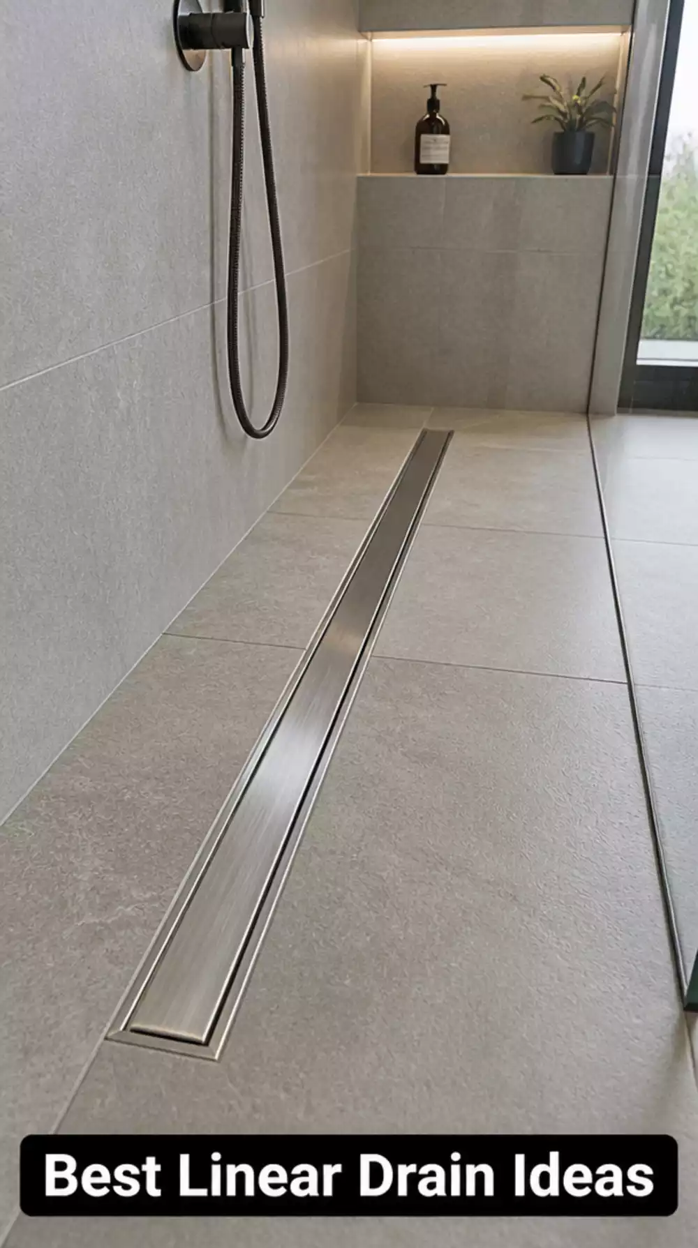 Contemporary Bathroom Linear Drain in Brushed Steel for a Seamless Wet Room