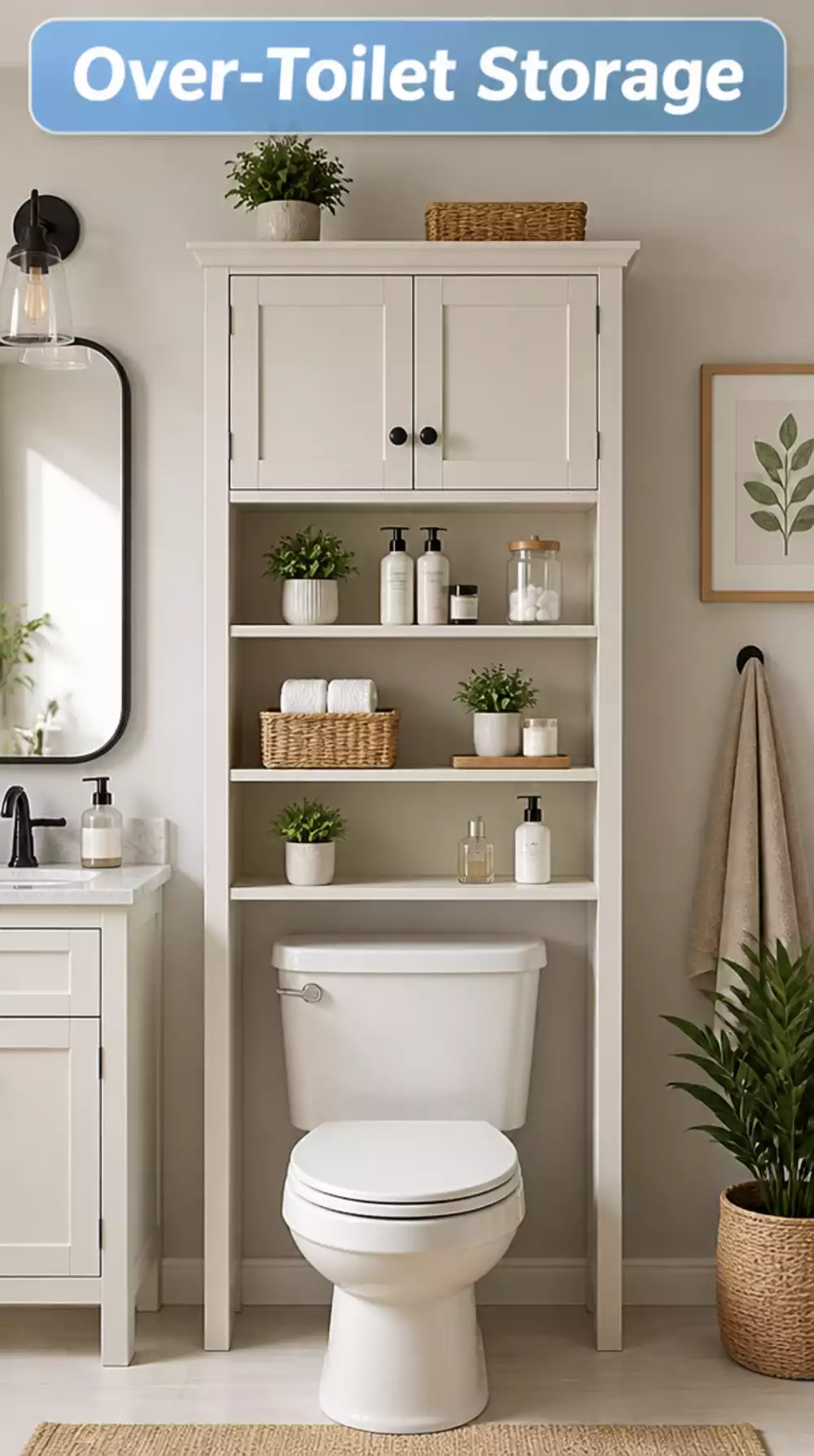Over-Toilet Storage Cabinets Maximize Small Bathroom Space